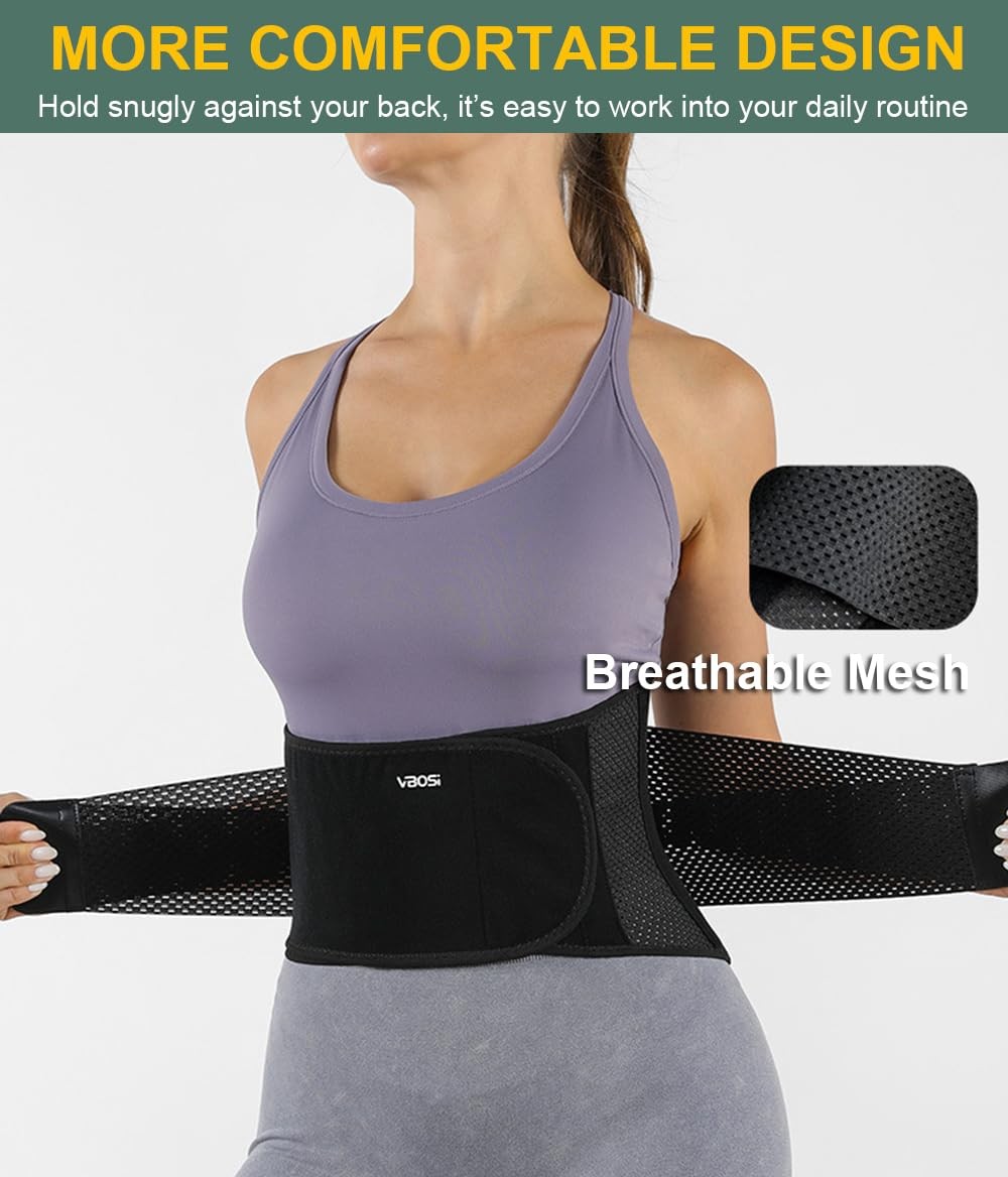 Lightweight Back Brace for Lower Pain Women Men, Adjustable Large, White