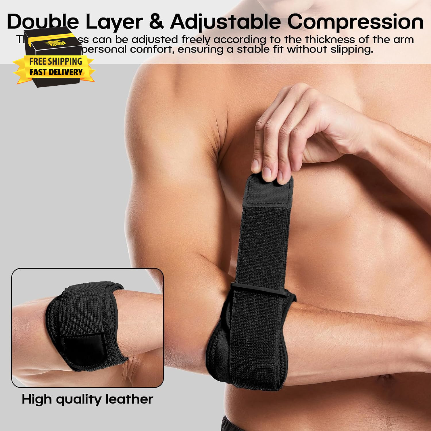 Double Wrap Elbow Brace for Men and Women, Elbow Support Arm Strap for Tendoniti