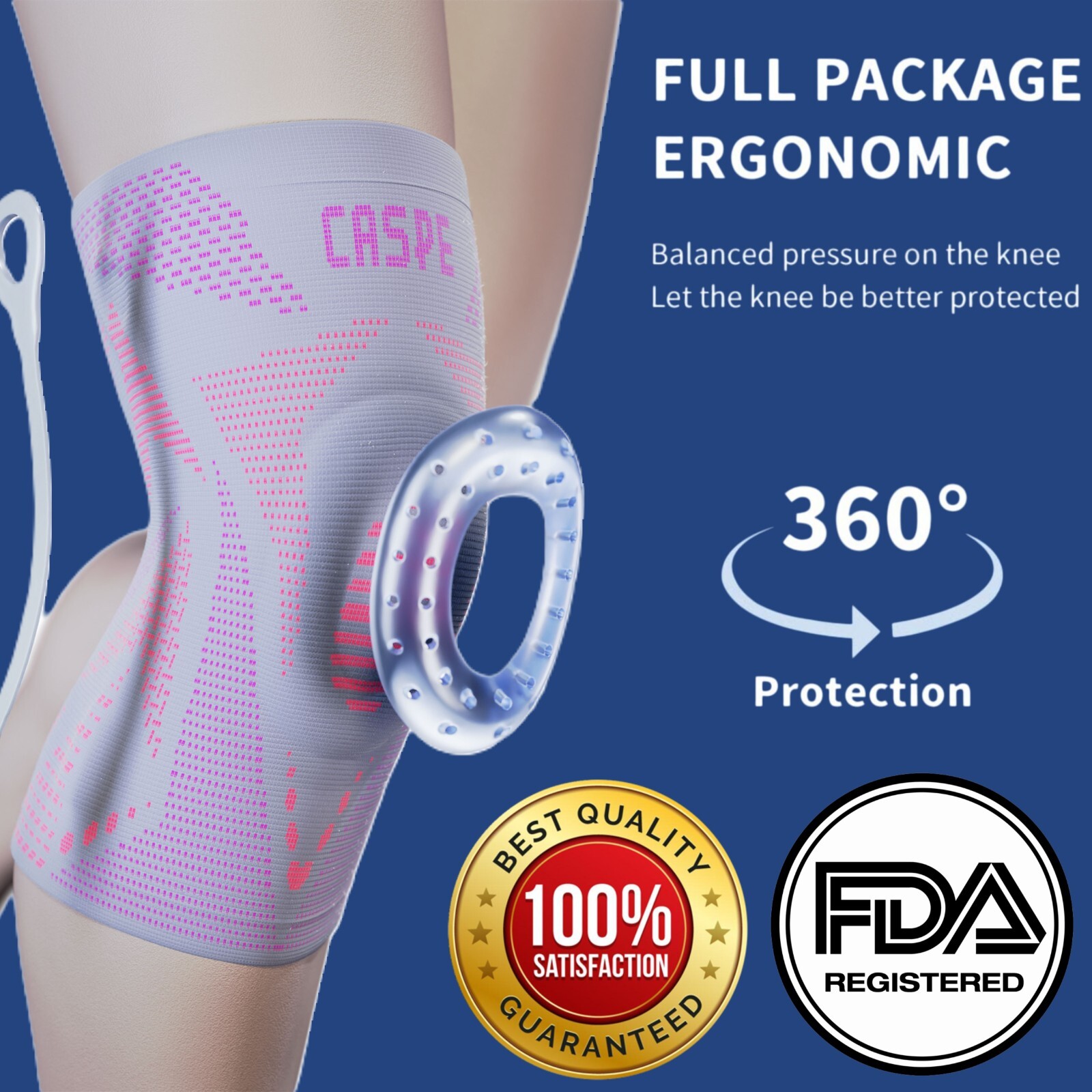 Caspe Women Knee Brace Knee Compression Sleeve Knee Joint Brace Arthritis Relief