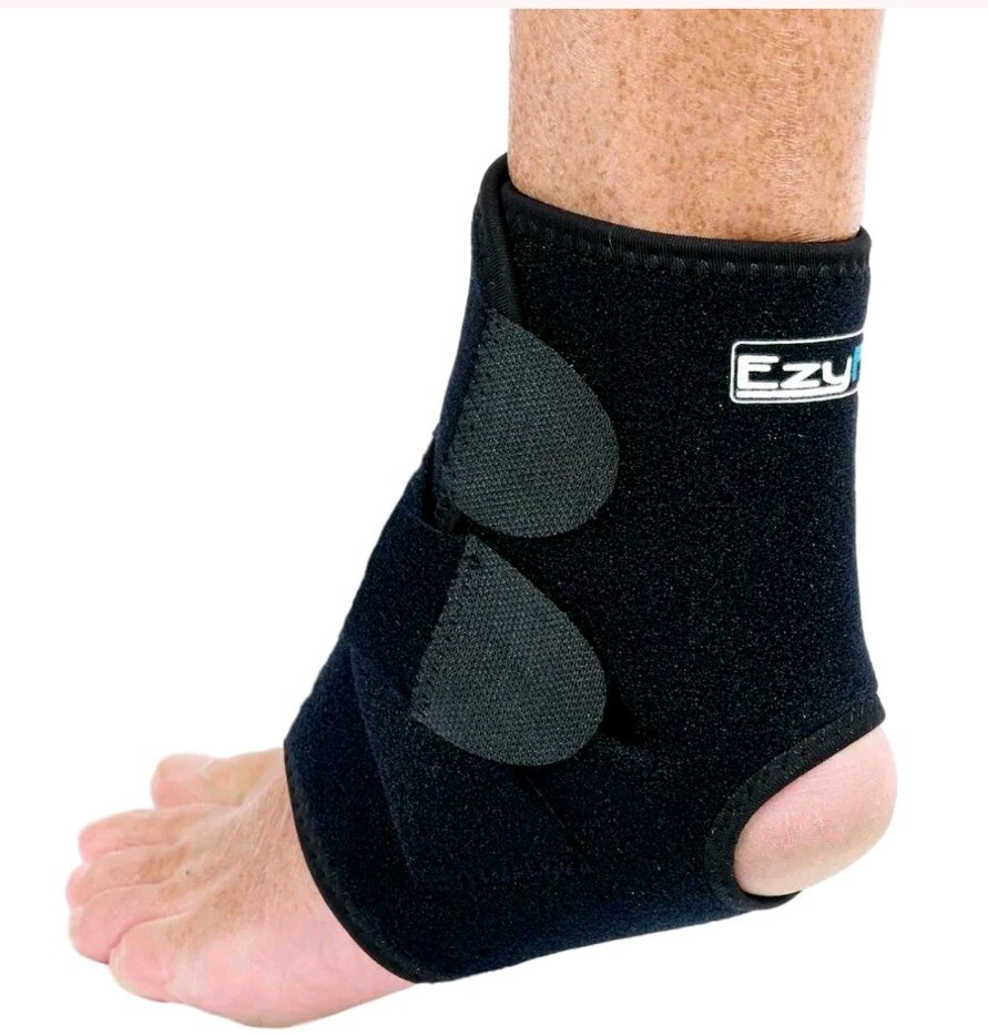 EzyFit Ankle Support Brace Adjustable Open Heel Wrap Around Stabilizer Straps M