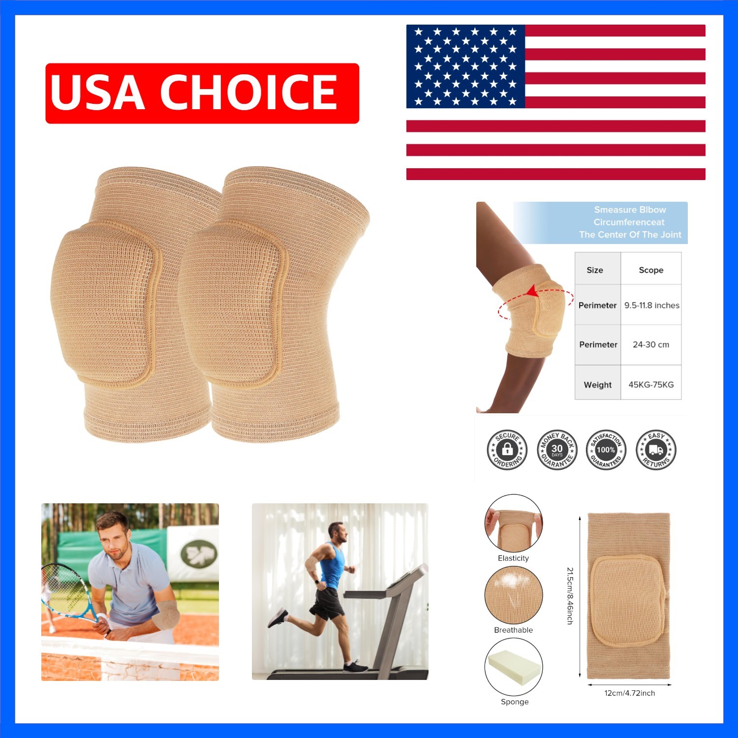 Arm Brace Pads Elbow Protector Strap Pair, Breathable Anti-Collision Sponge T…