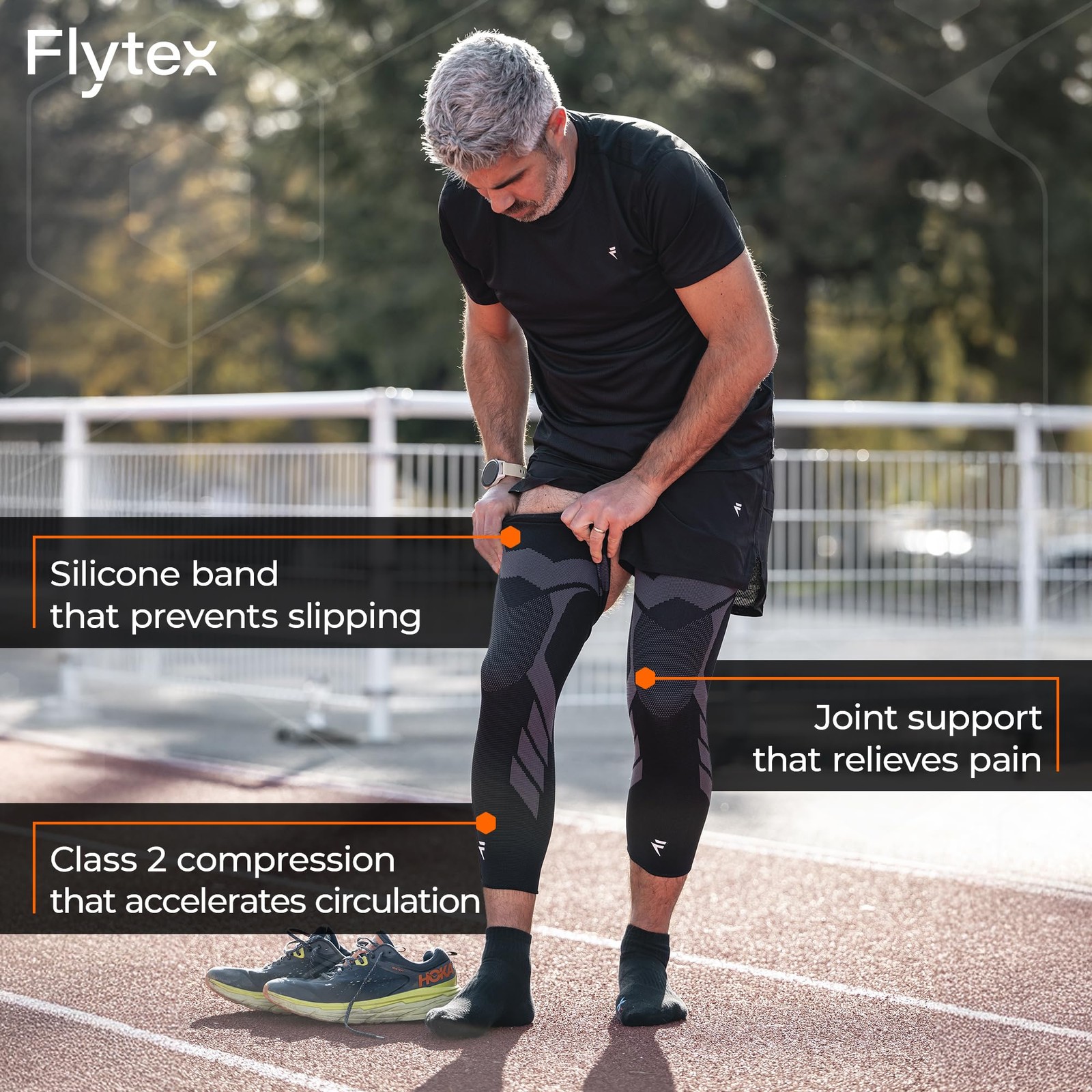 Flytex Knee Compression Sleeves, Black, L