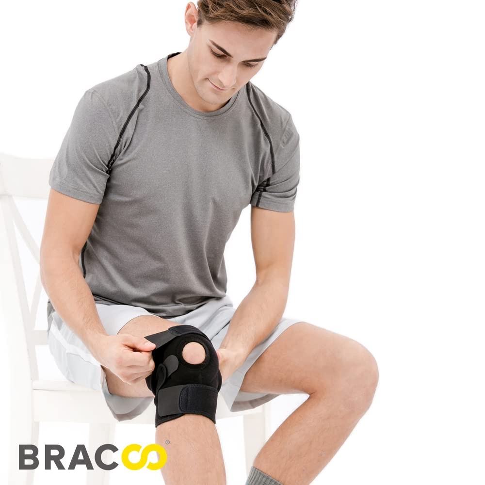 Bracoo Adjustable Compression Knee Patellar Pad 1 Count (Pack of 1), Black