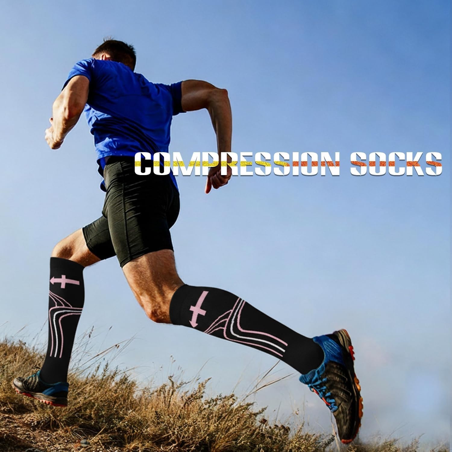 Knee-High Compression Socks – Assorted Colors for Running & Recovery (3/4 Pairs)