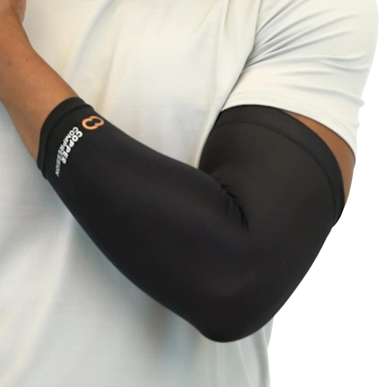 Copper Compression Arm Sleeve – Infused Full Brace Medium, Black