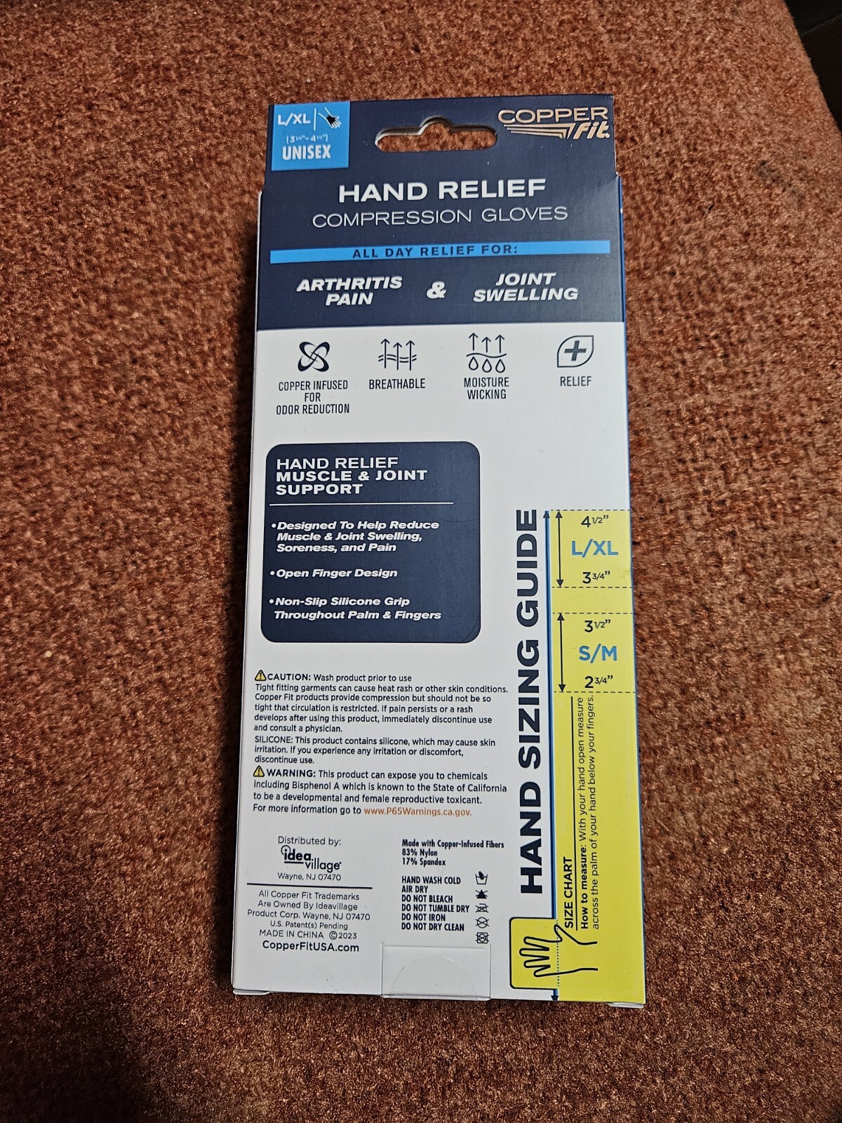 BRAND NEW!!!!—Copperfit Compression Gloves—1 Pair L/ XL—Hand Relief