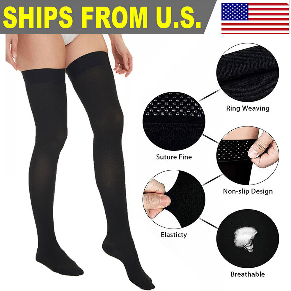 Medias de Compresión Várices con Cremallera para Mujer Tallas De Muslo S,M,L,XL