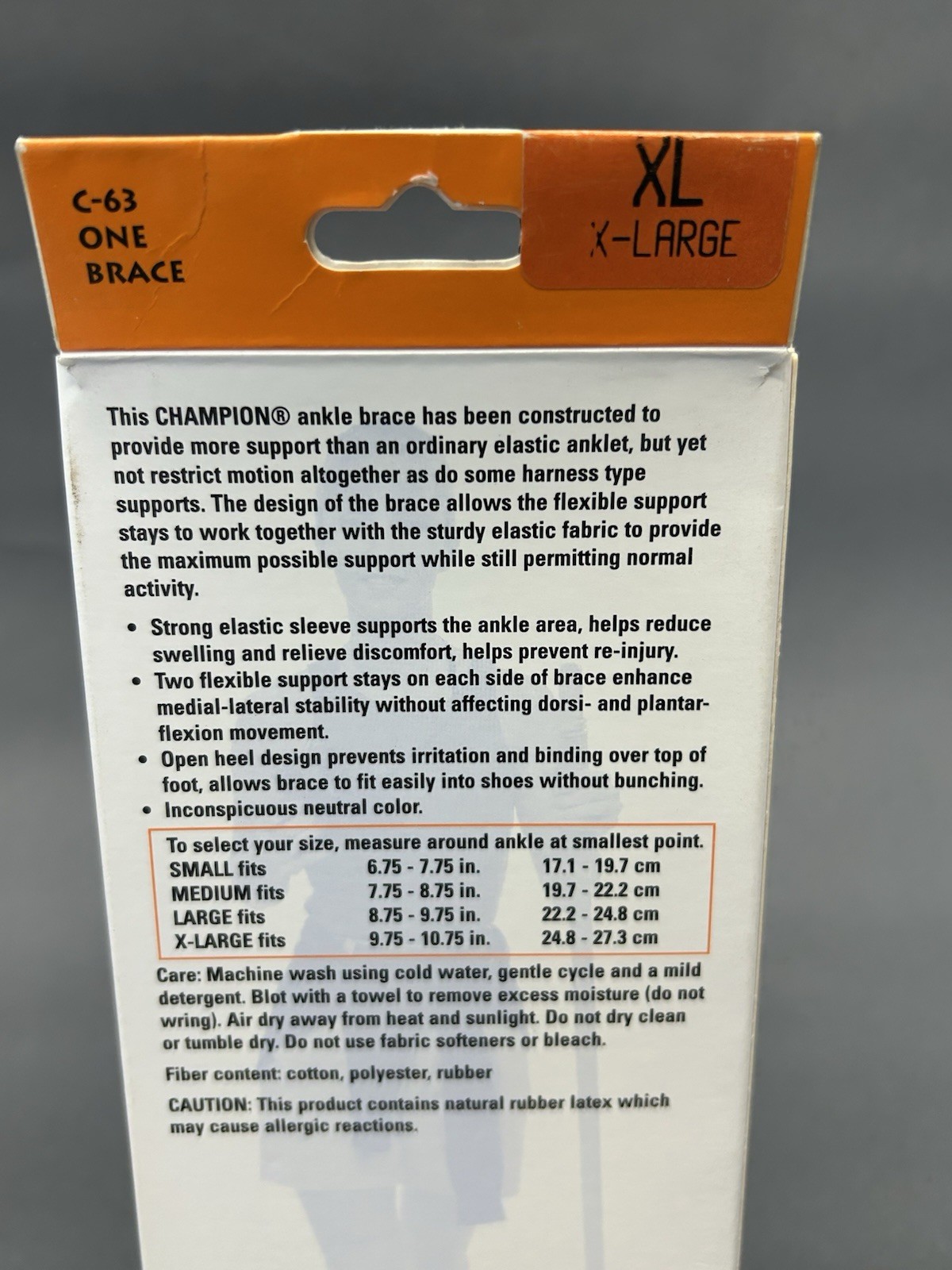 Champion Ankle Brace C-63 Open Heel Flexible Stays, Knit Elastic Size X-Large