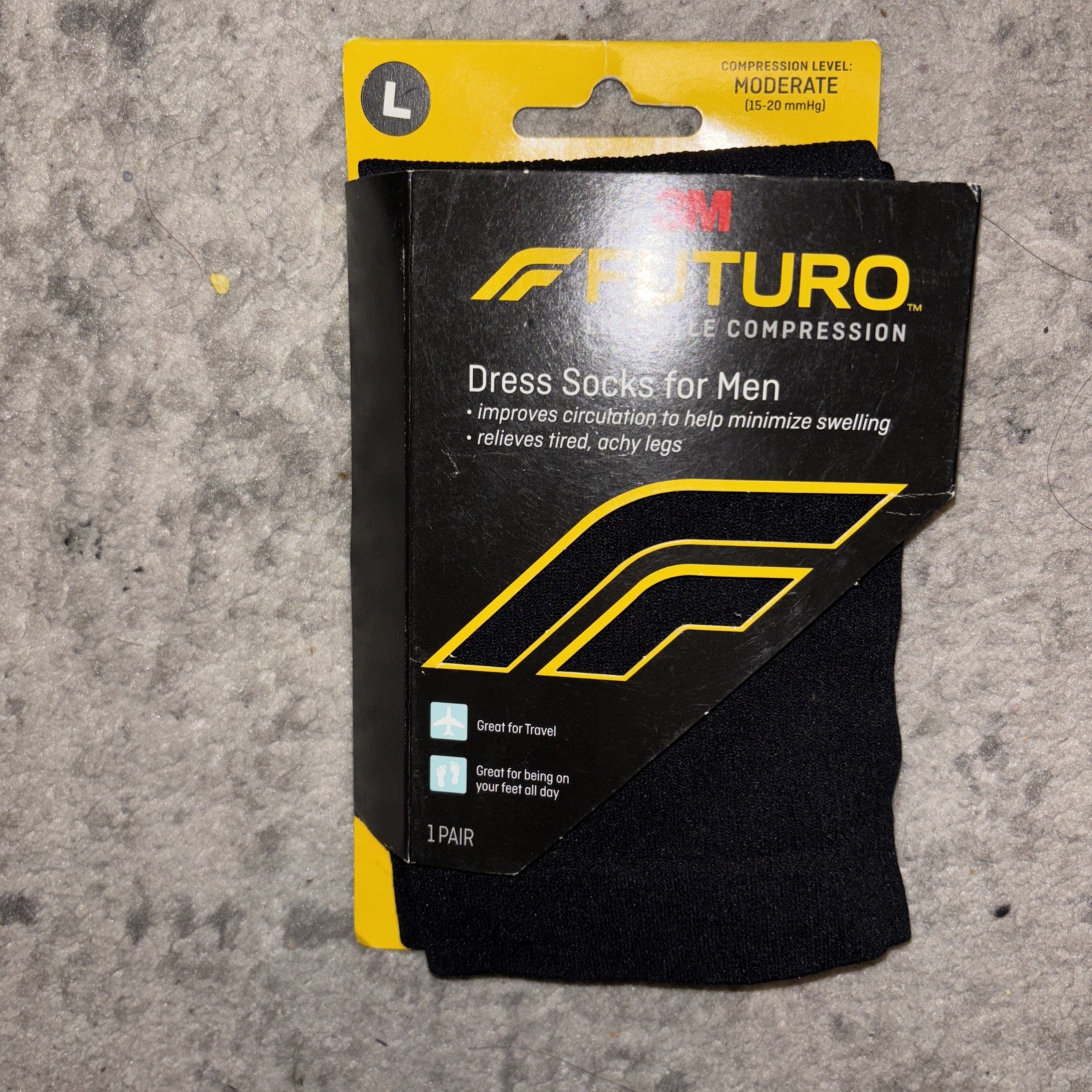 FUTURO Lifestyle Compression Dress Socks For Men Moderate Large Black 1 PR