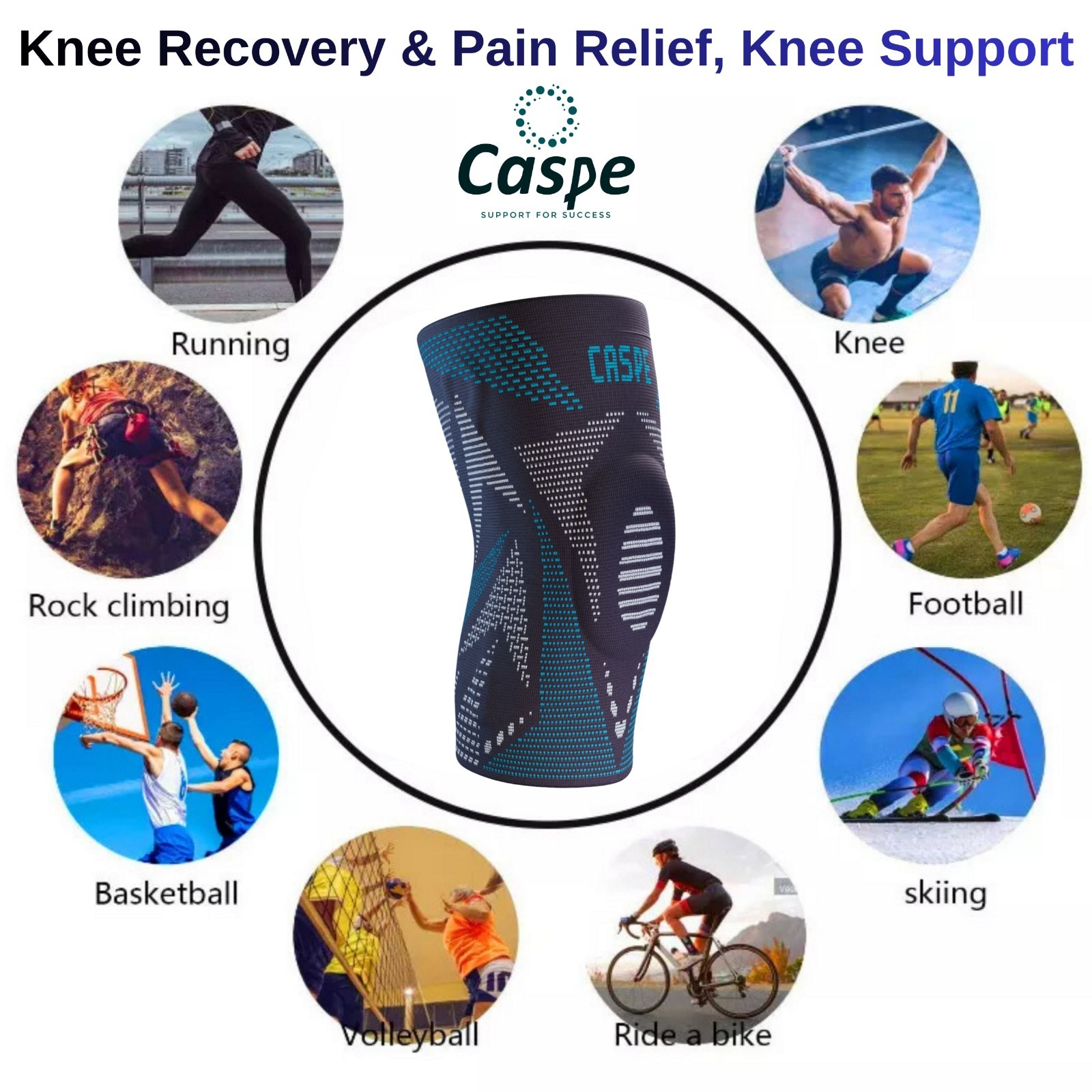 Knee Sleeve Compression Brace Support For Sport Gym Joint Pain Arthritis Relief