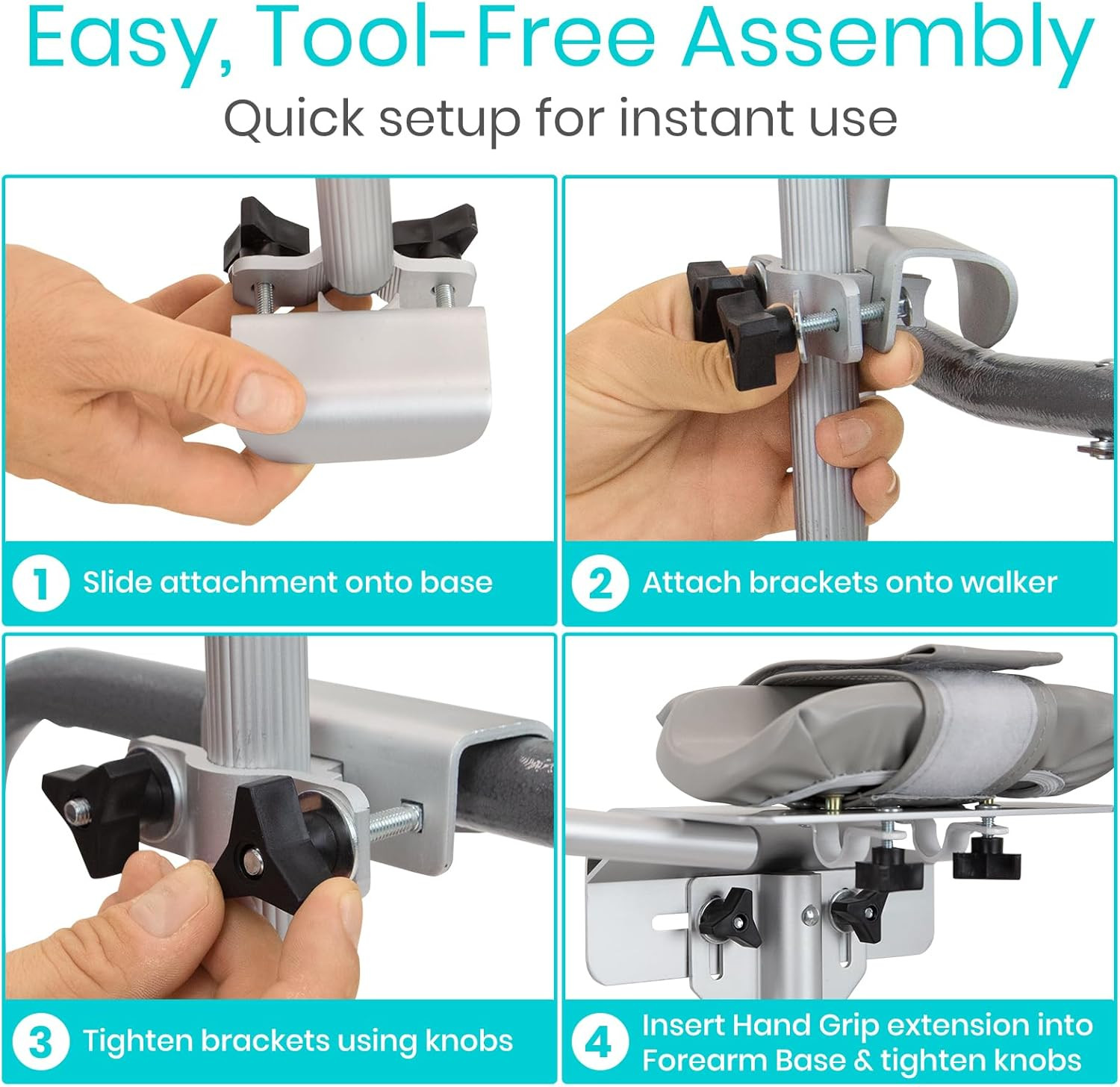 Adjustable Padded Walker Platform Attachment – No Tools, Lightweight Aluminum