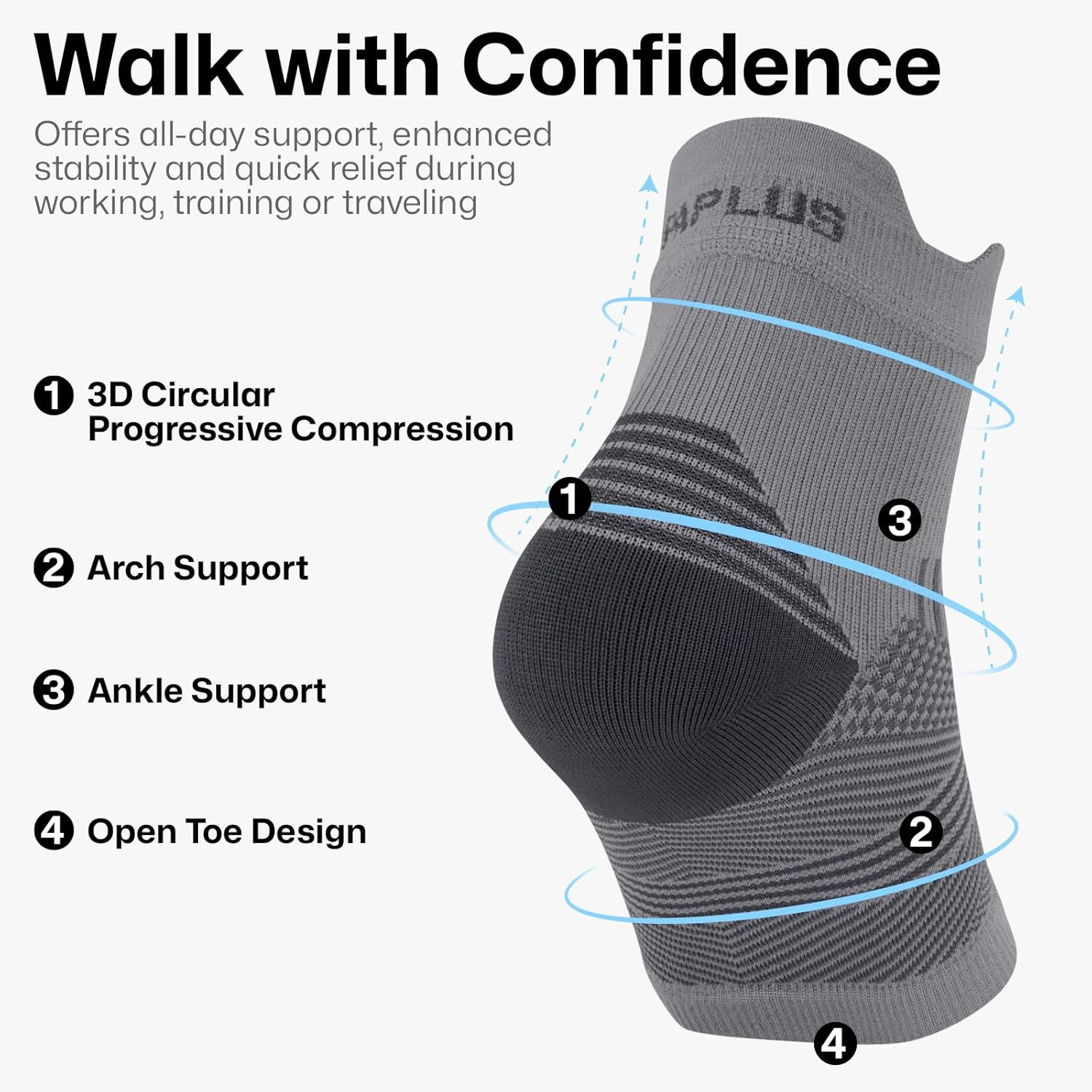 6 Pairs Plantar Fasciitis Socks for Achilles Tendonitis Relief – Ankle Compressi