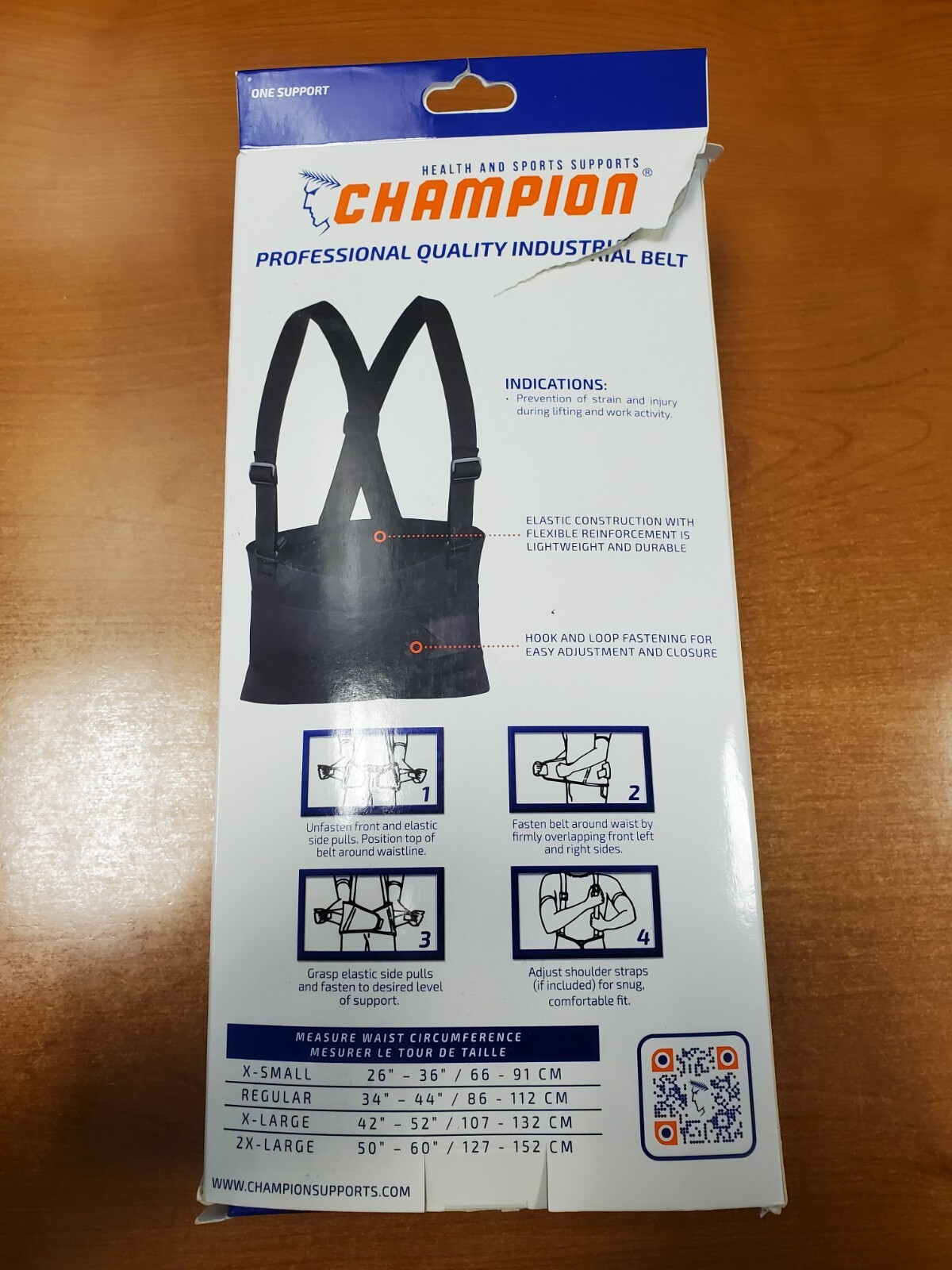 CHAMPION Industrial Belt Back Brace Abdominal Support *XL* DAMG BOX – 11B