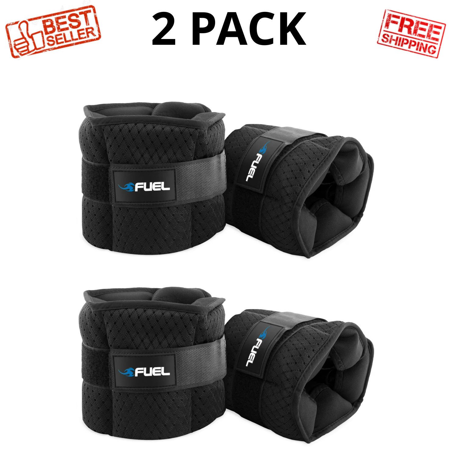 Fuel Pureformance Adjustable Wrist & Ankle Weights 10lb Pair, 2 Pack
