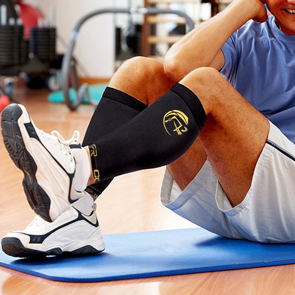 Copper Infused Calf Leg Compression Sleeve Joint Shin Splint Support Brace Gym