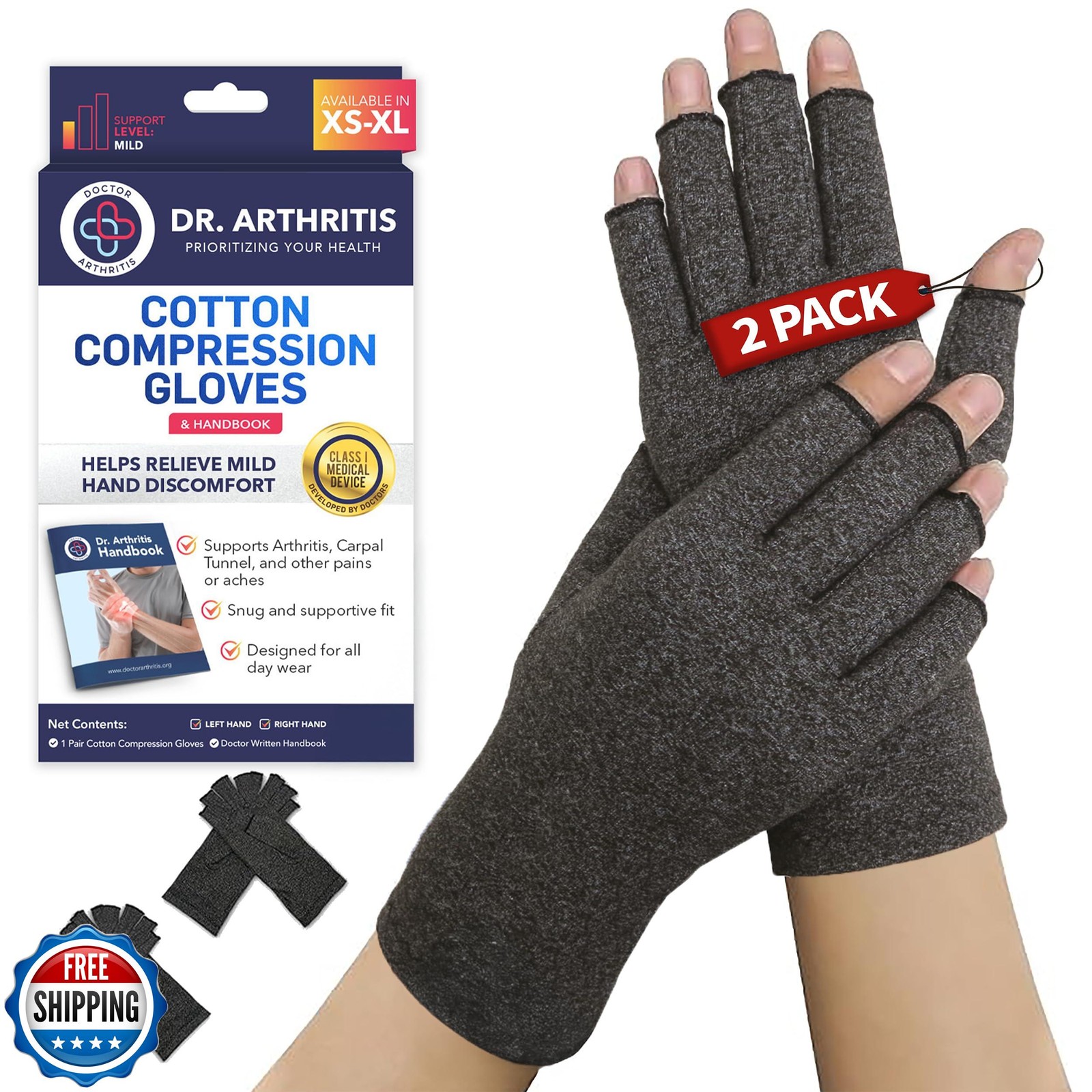 Doctor Developed Compression Gloves for Women and Men, Open-Finger Arthritis