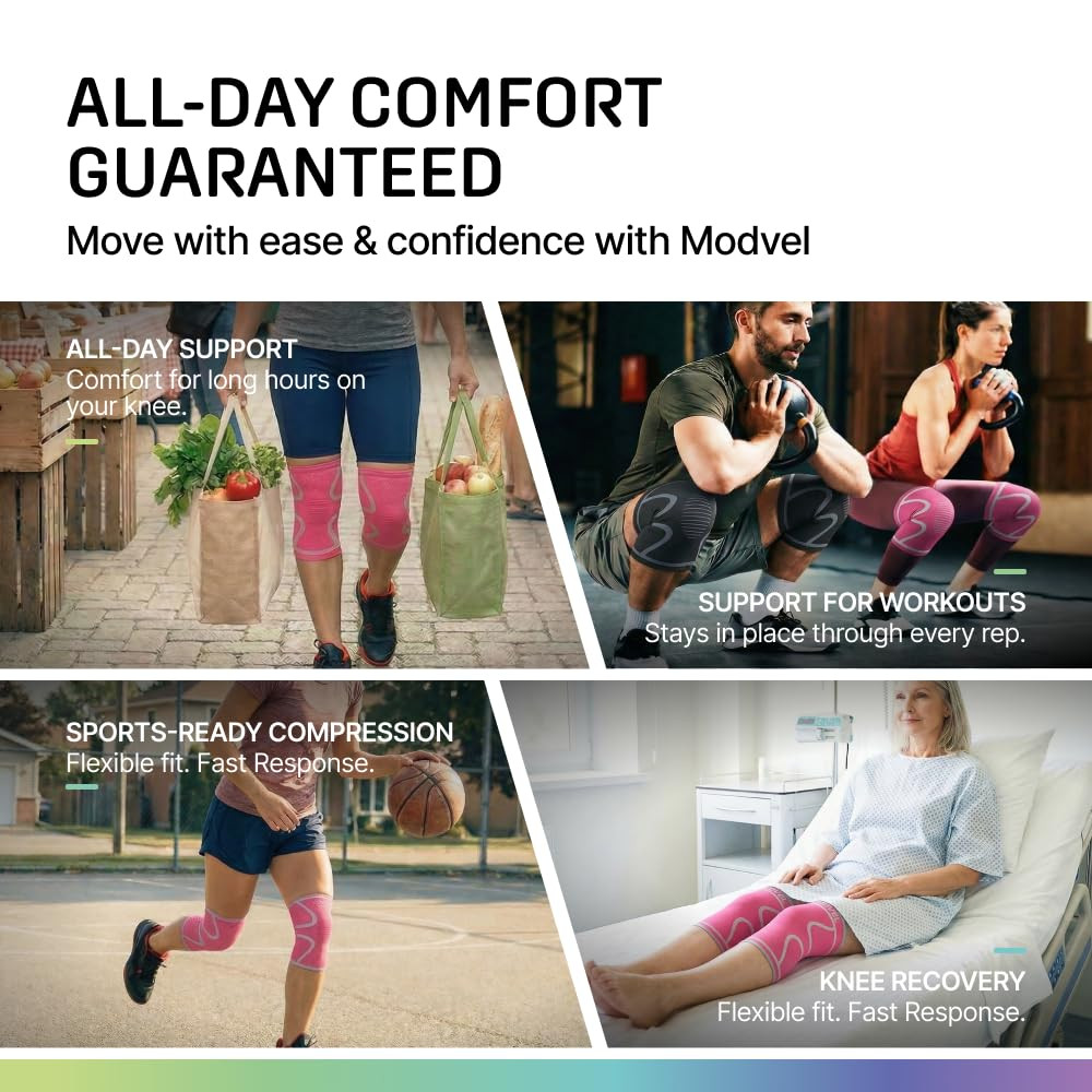 Modvel 2 Pack Knee Brace for Women – Knee Support for Walking, Knee Compression