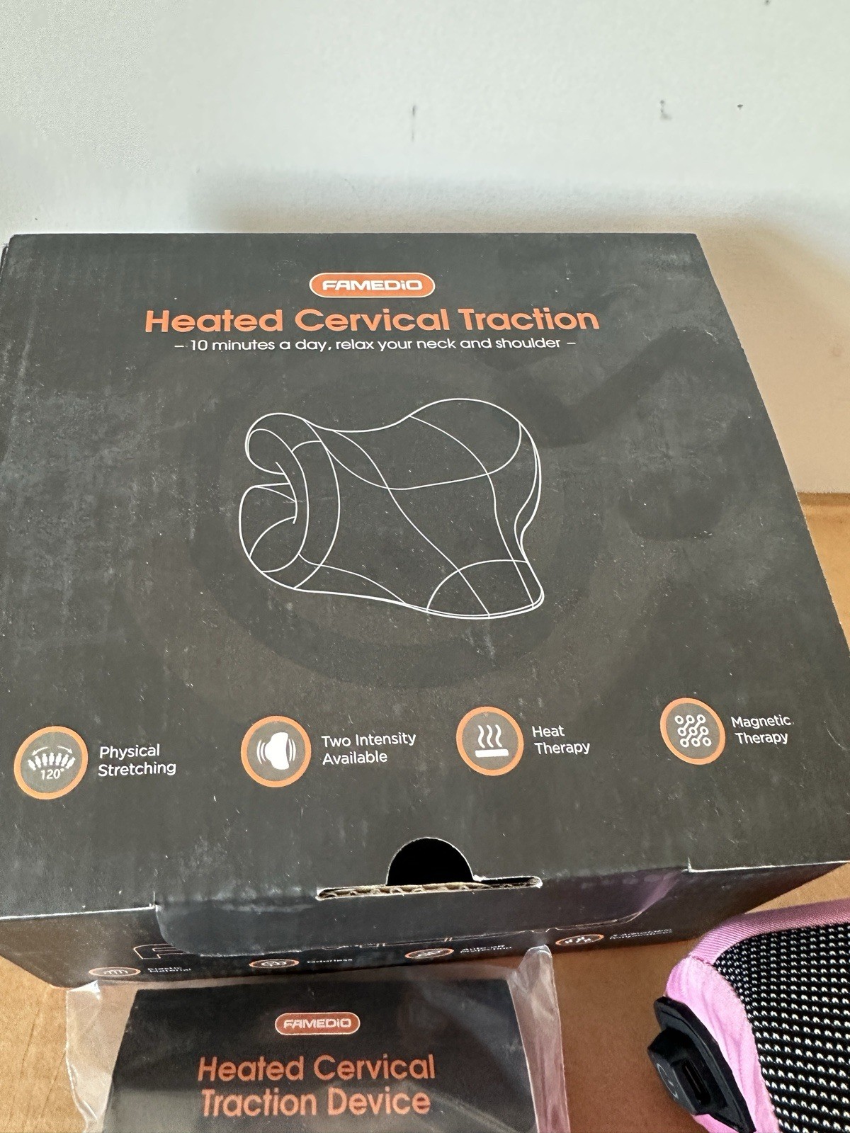 Heated Neck Stretcher Cervical Traction Device Pillow W Magnetic Therapy NEW