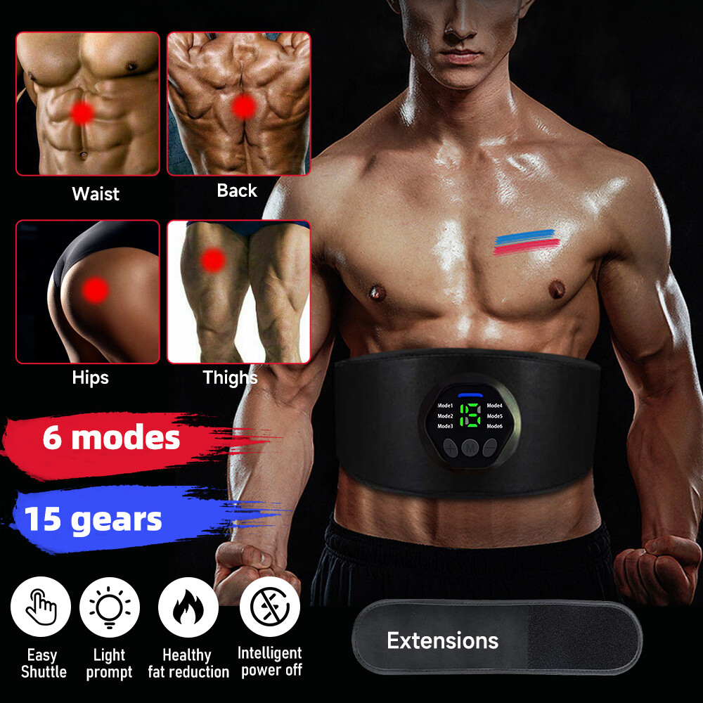 43in-59in EMS Abdominal Muscle Toning Trainer ABS Stimulator Toner Fitness Belt