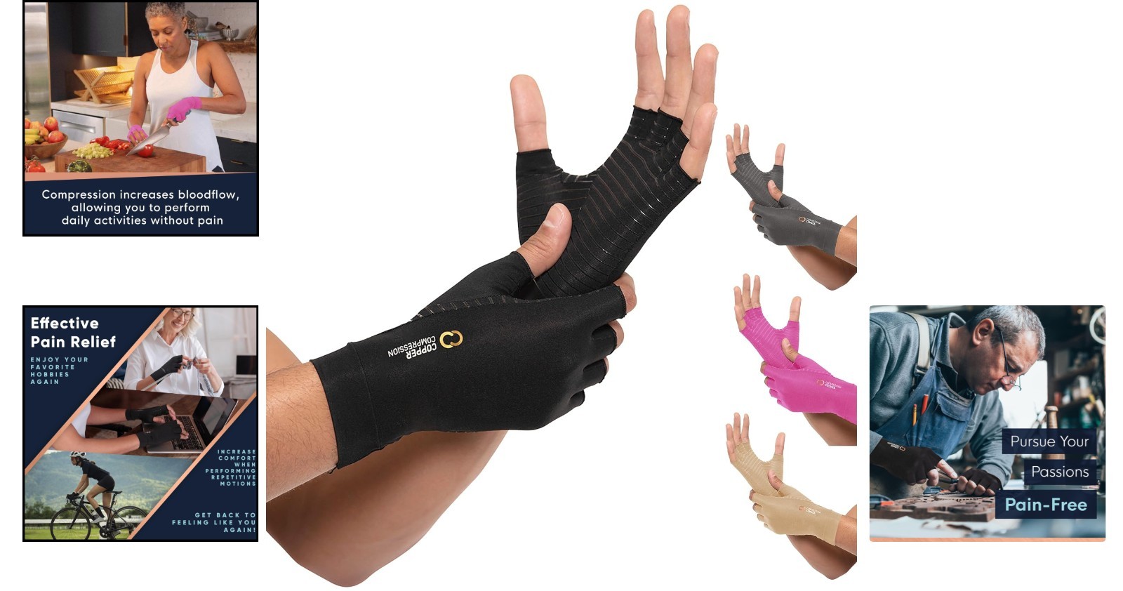 Lightweight Arthritis Support Gloves | Non-Slip Fingerless Design | Men & Women