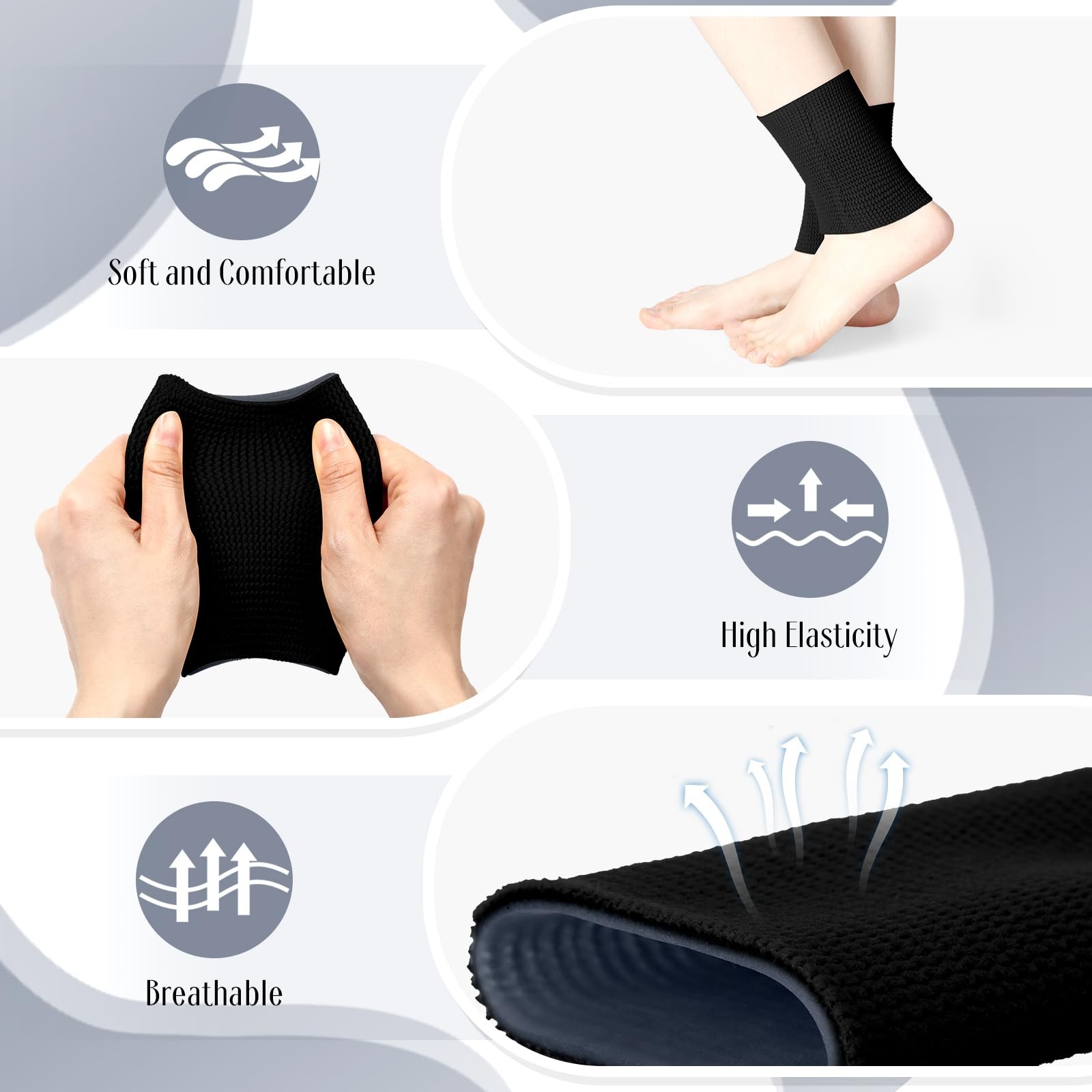 Black Ankle Gel Sleeves Padded Socks Compression Protector For Skating 2 PCS