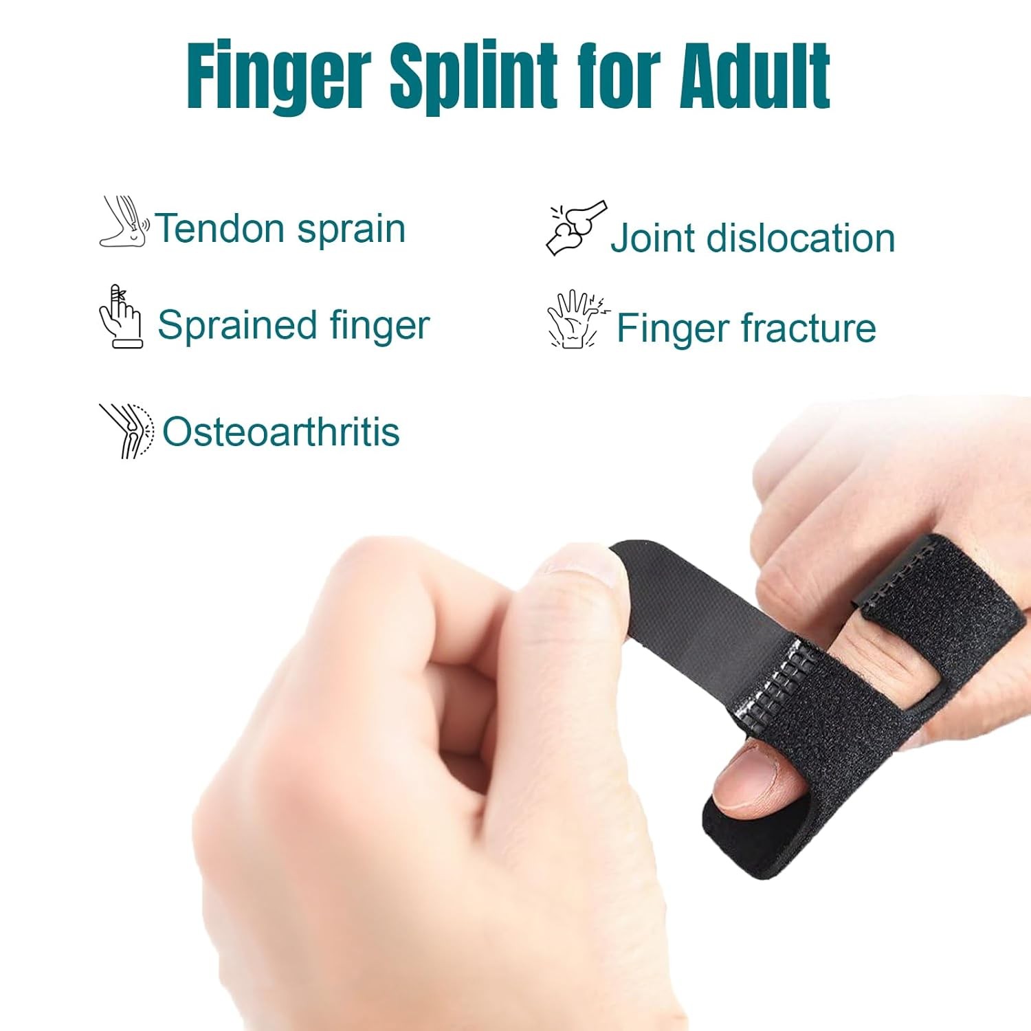 Finger Splint, Black, 2Pcs Trigger Finger Splint Brace | for Injuried Middle, In