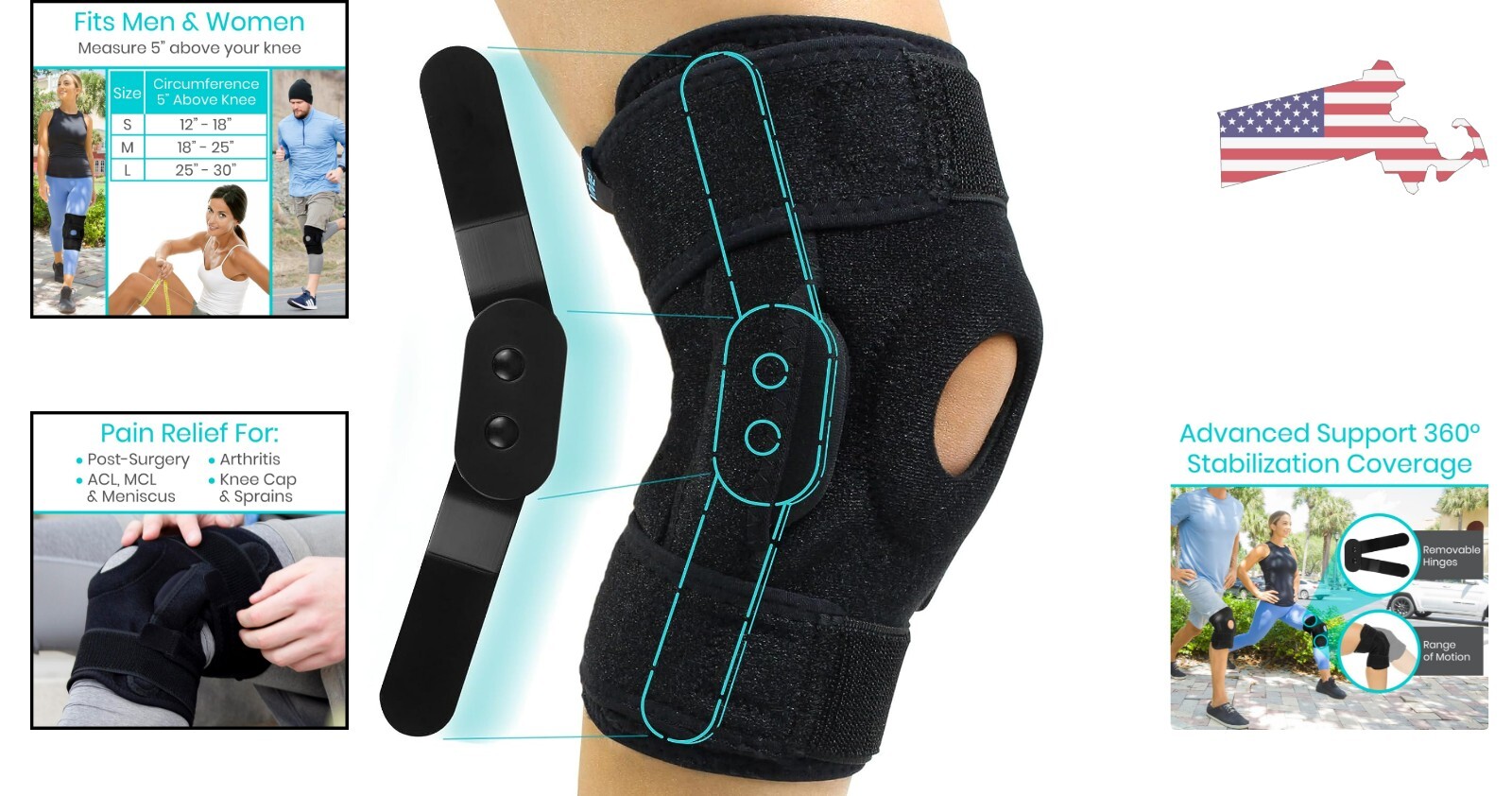 Adjustable Knee Brace – Support Wrap for ACL, MCL, Meniscus – Arthritis