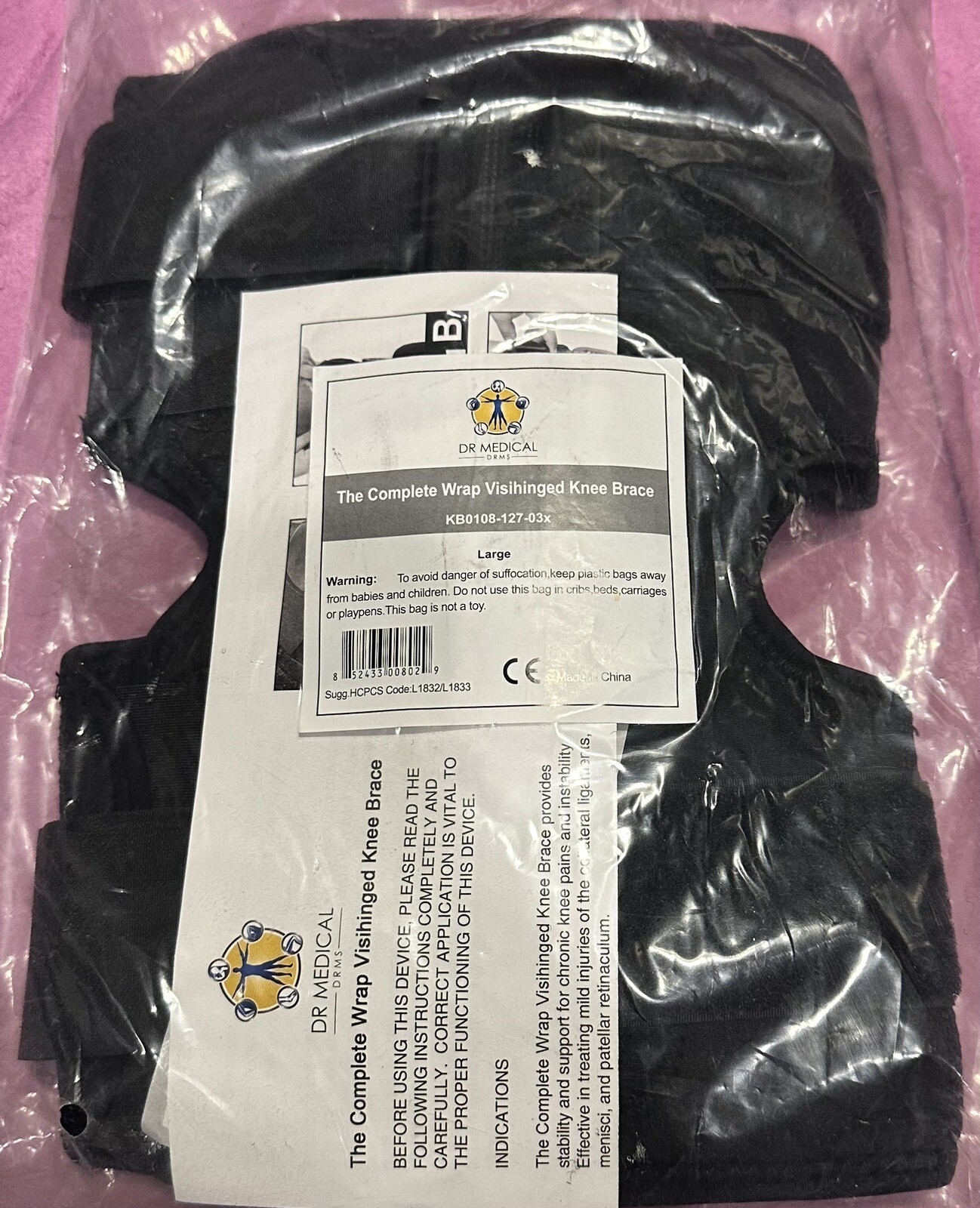 KB0108-127-03x Dr Medical Visihinged Knee Brace Size Large