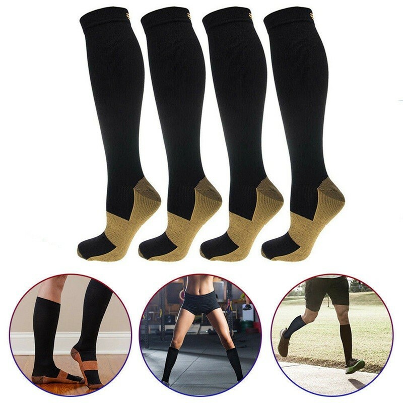 Copper Closed Toe Compression Socks Leg Calf Ankle Support Men Women S-XL