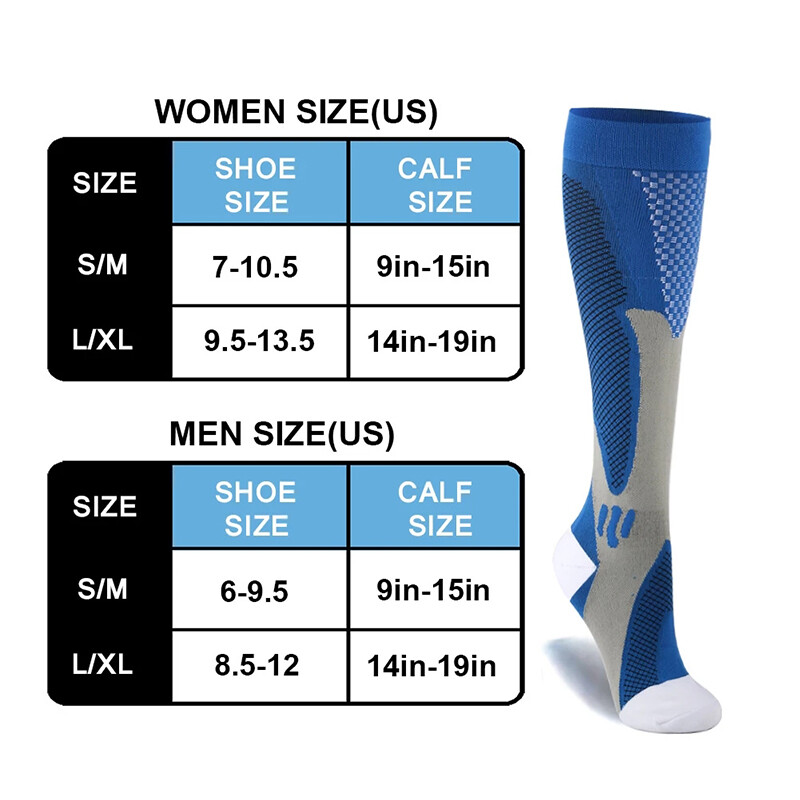 1 Pair Compression Socks Calf Sleeve Leg Support Brace 20-30mmHg For Men Women