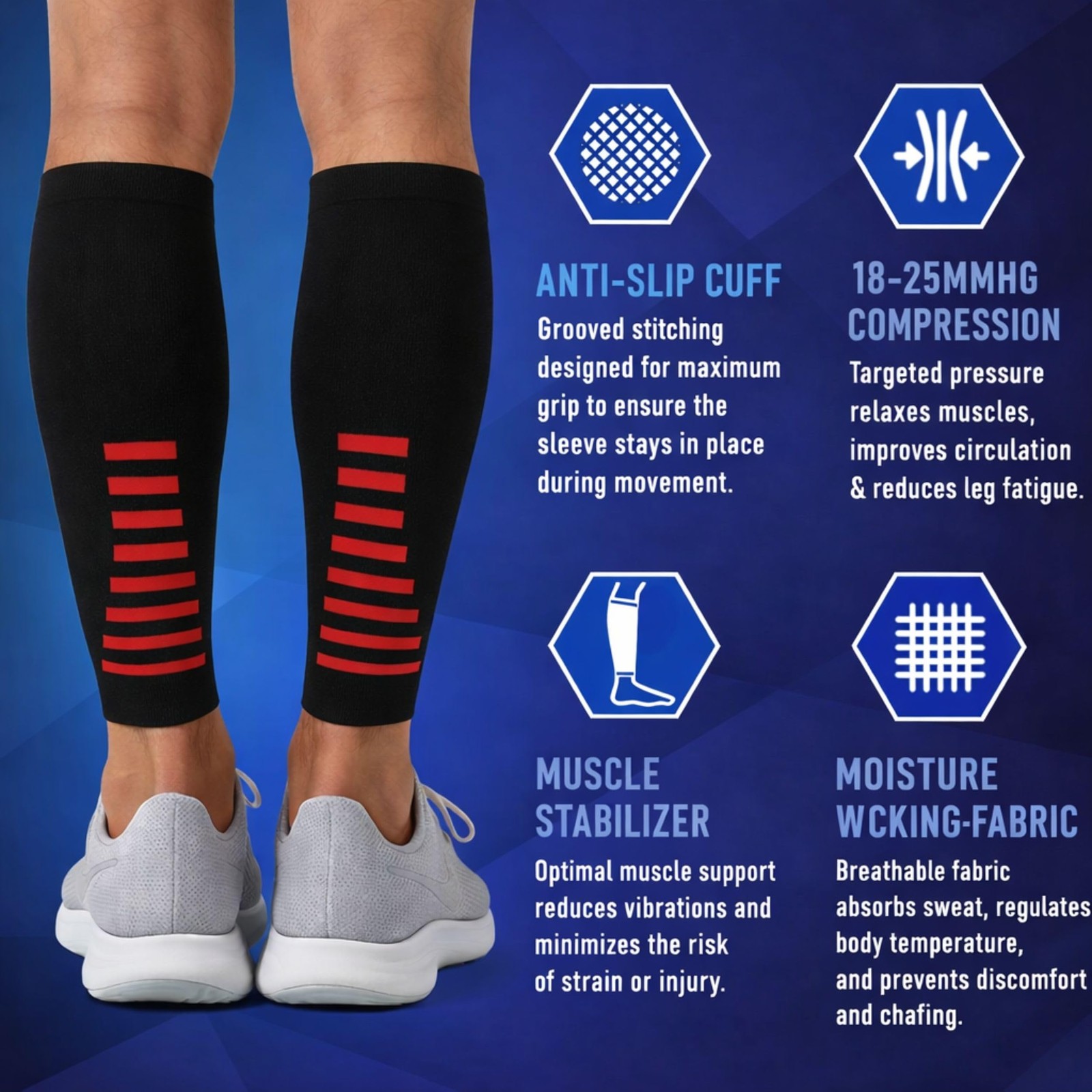 Leg Compression Sleeve, Calf Support Sleeves Legs Pain Relief for Men and Wom…