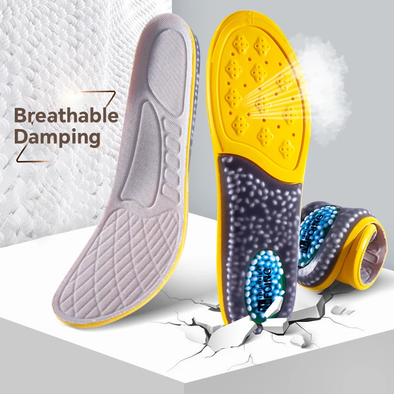 1Pair Sports Insoles for Shoes Soft Yellow Memory Foam Breathable Shock-Absorbin