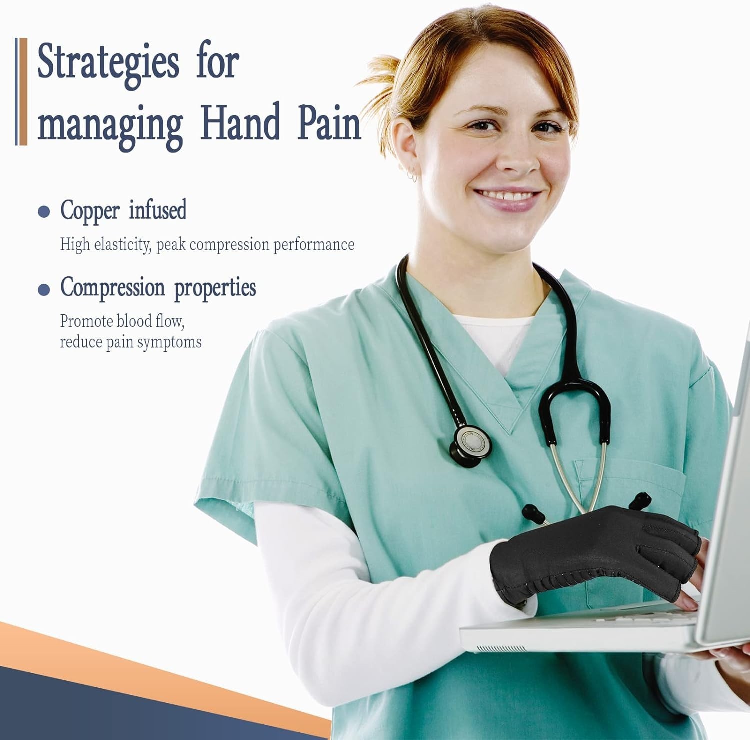Copper Infused Fingerless Compression Gloves for Arthritis Pain Relief – Medium