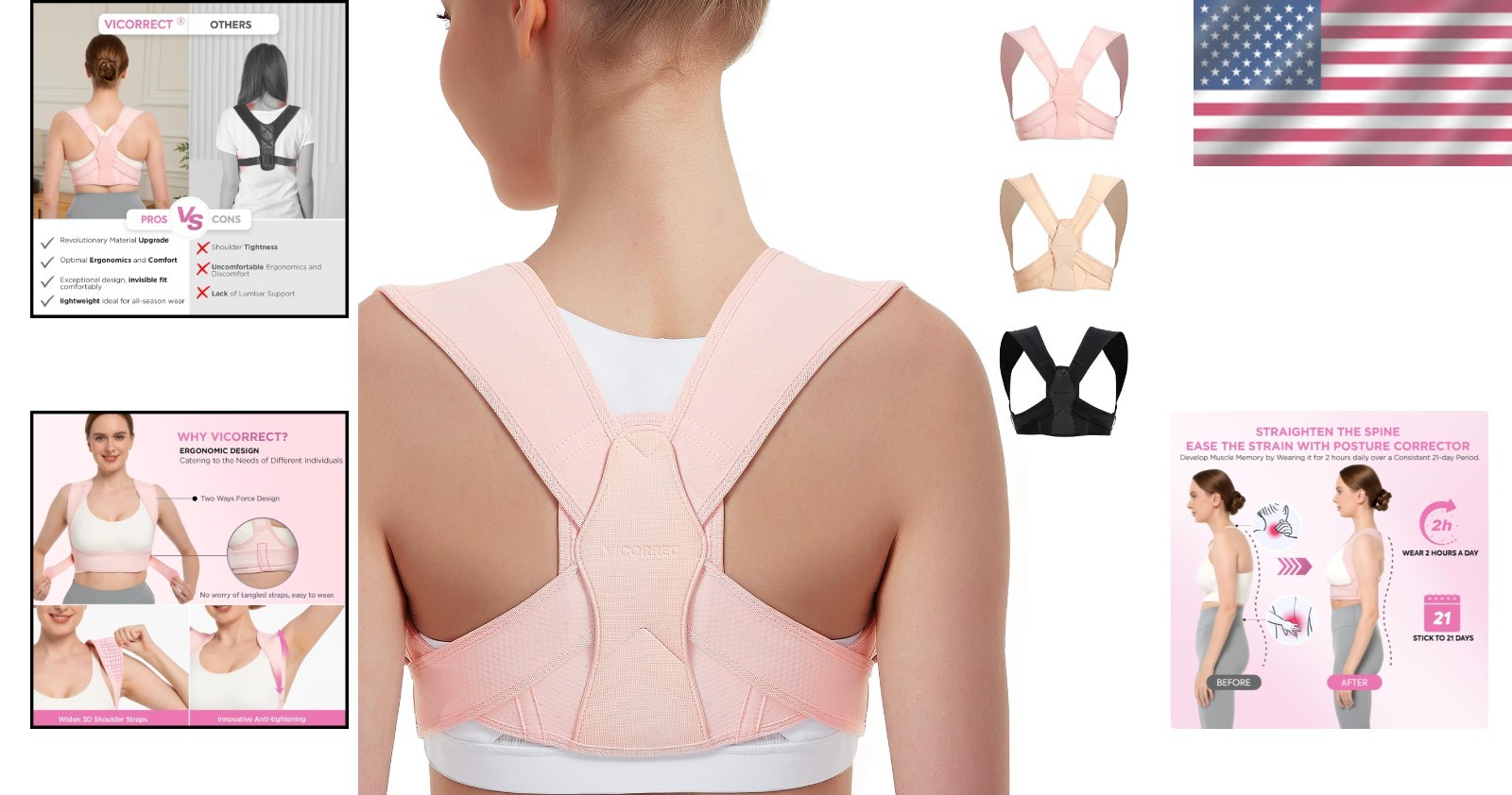Breathable Posture Corrector – Pain Relief for Neck, Shoulders & Back – S/M