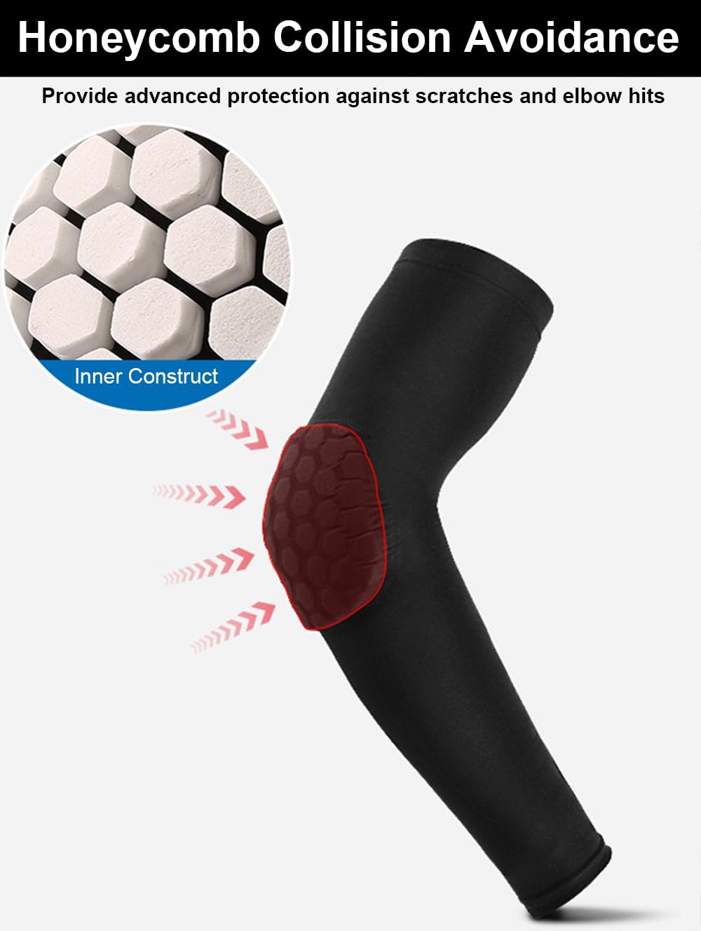 Elbow Compression Sleeve Padded Volleyball Basketball Football Arm Guards Pad