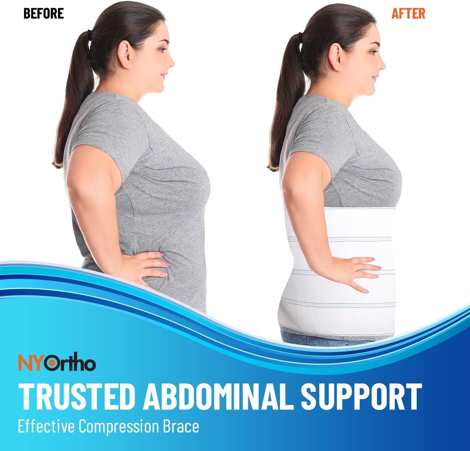 Bariatric Abdominal Binder,12-Inch Wide Elastic Belly Wrap for Plus-Size Men and