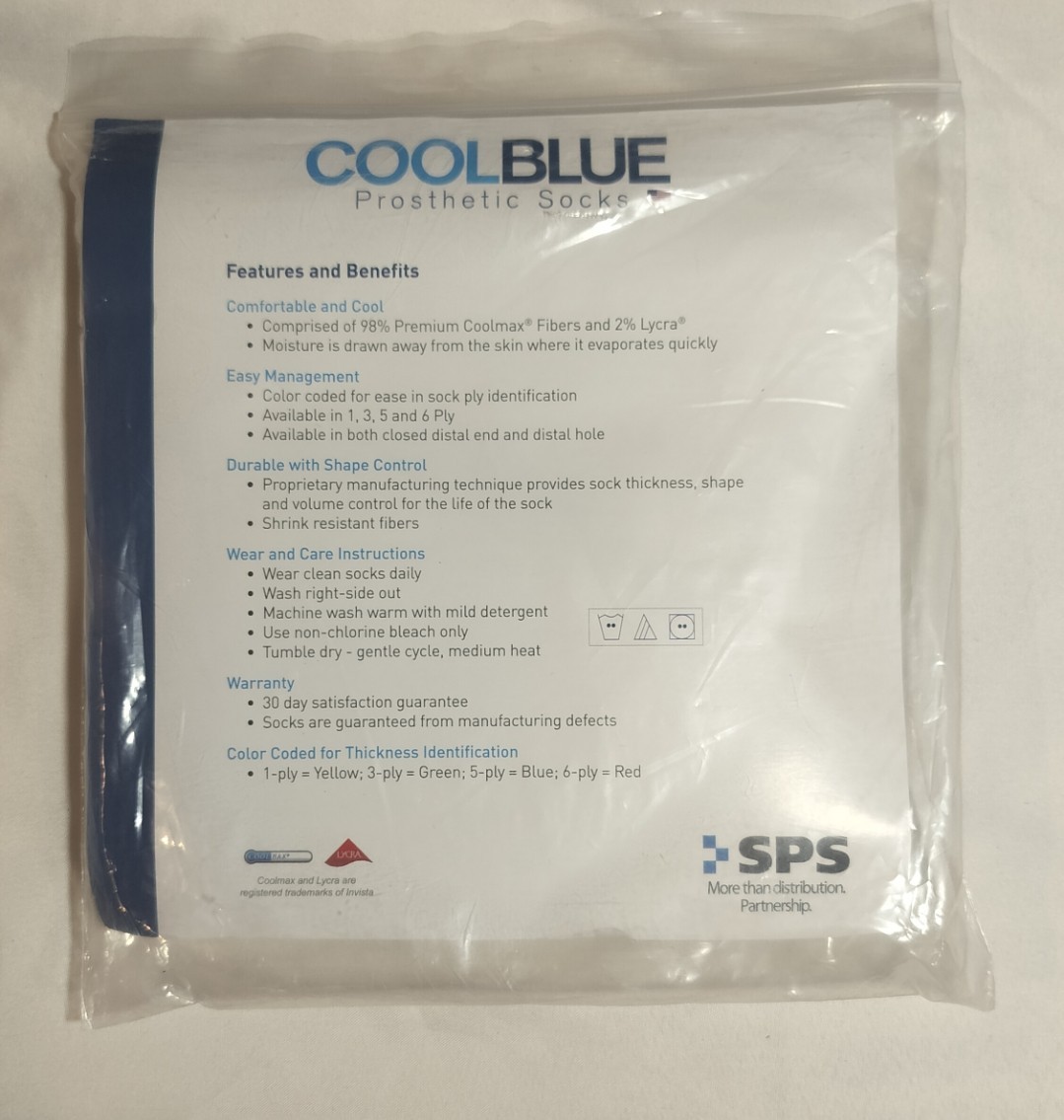 SPS COOLBLUE Prosthetic Sock 3L Moisture Wicking Coolmax Lycra 16-20″ CB3HWRG2