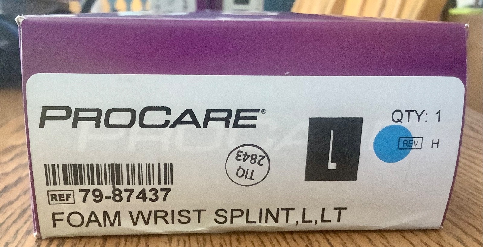 FOAM WRIST SPLINT, LEFT, LARGE, BLUE, PROCARE, STEEL IMMOBILIZATION