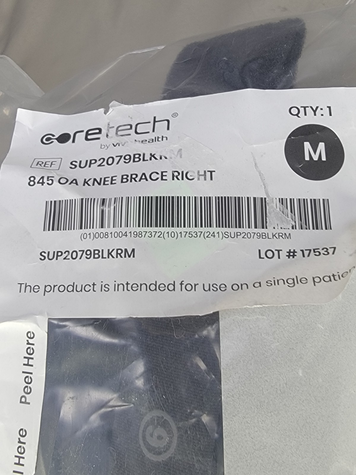 Coretech 845 OA Knee Brace Right for Stabilization Black SUP2079BLKRL New