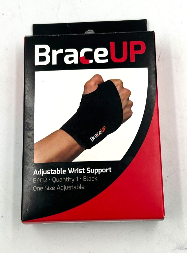 BRACEUP Wrist Brace B402 in Black. Adjustable 5-8 in wrist circumference