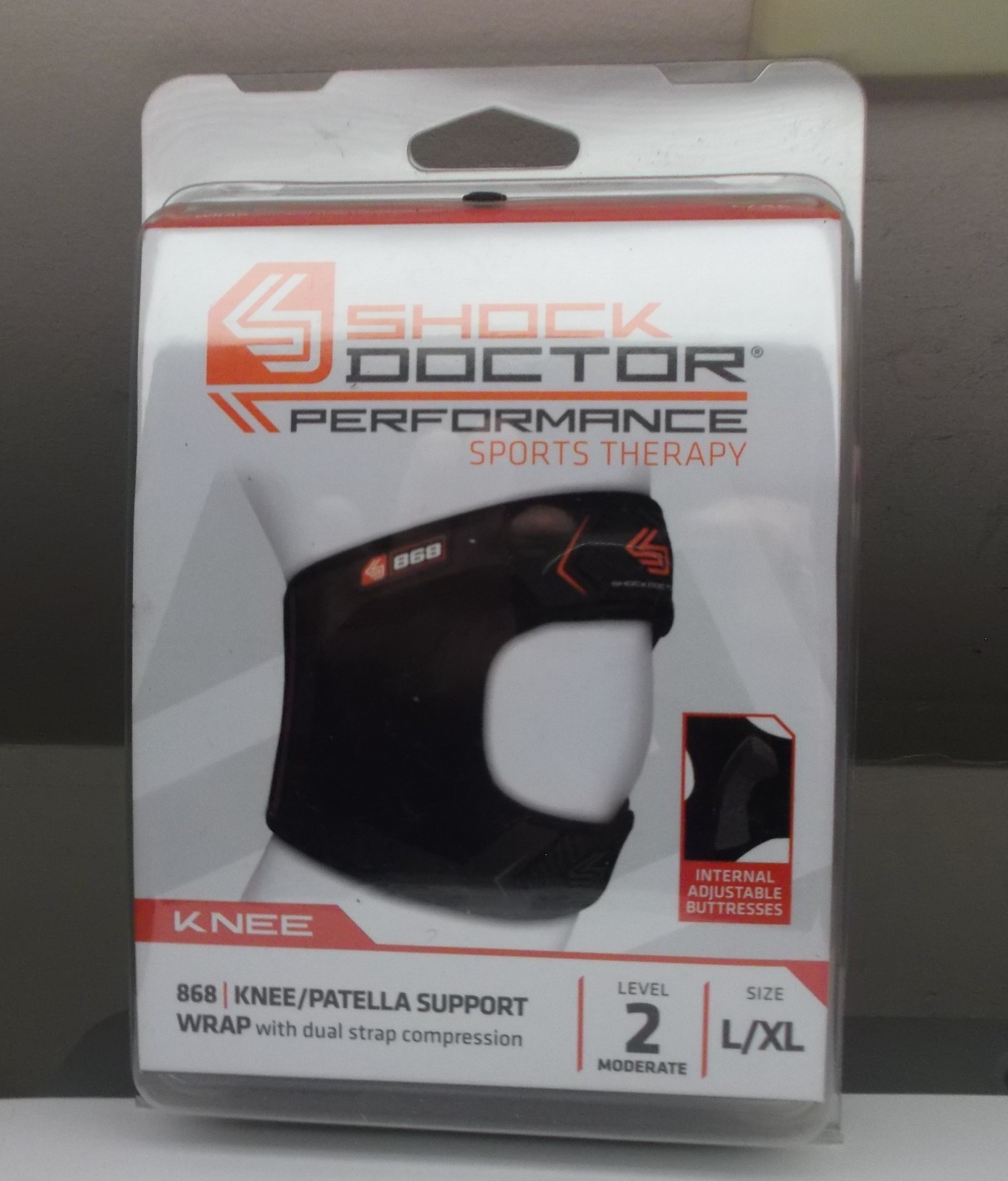 NEW SHOCK DOCTOR PERFORMANCE SPORTS KNEE PATELLA SUPPORT WRAP W/DUAL STRAP L/XL