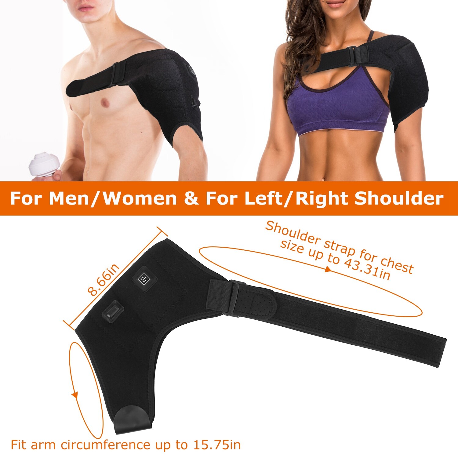 Adjustable Electric Heated Shoulder Joint Pad Wrap Brace Cold/Warm Therapy 3Mode