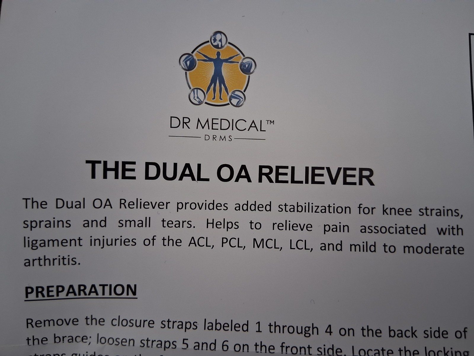 Dr Medical DRMS Dual OA Reliever Hinged Knee Brace Left Small KB0104-147L-01