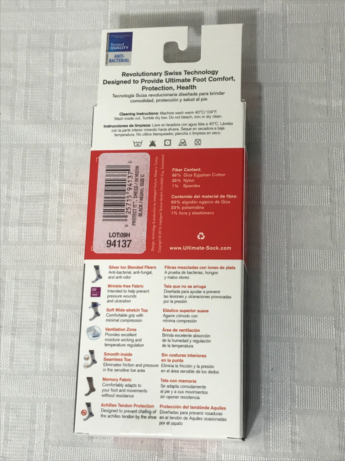 NEW! Swiss Therapeutic Diabetic Sock Black Unisex Size C Men’s Size 8-11 NOS