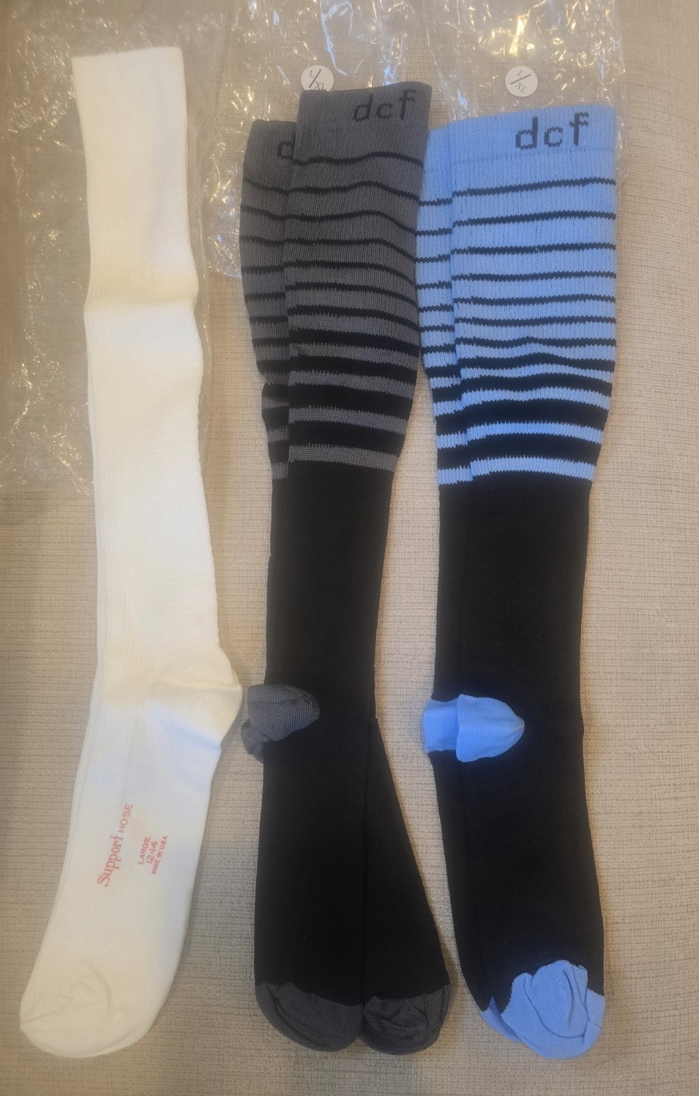 3 Pair Men’s DCF Compression Socks L/XL Over the Calf New in Package