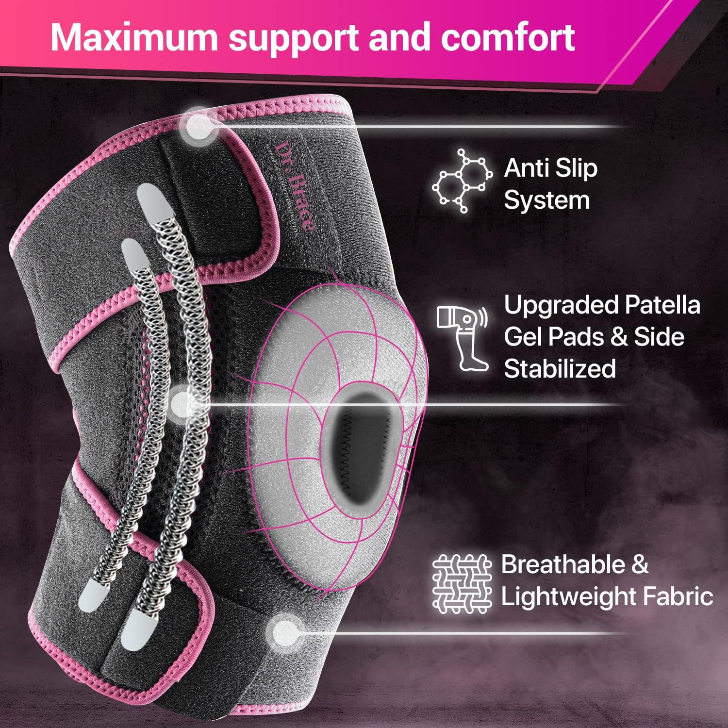 ELITE Knee Brace with Side Stabilizers & Patella Gel Pads for Maximum Knee Pain