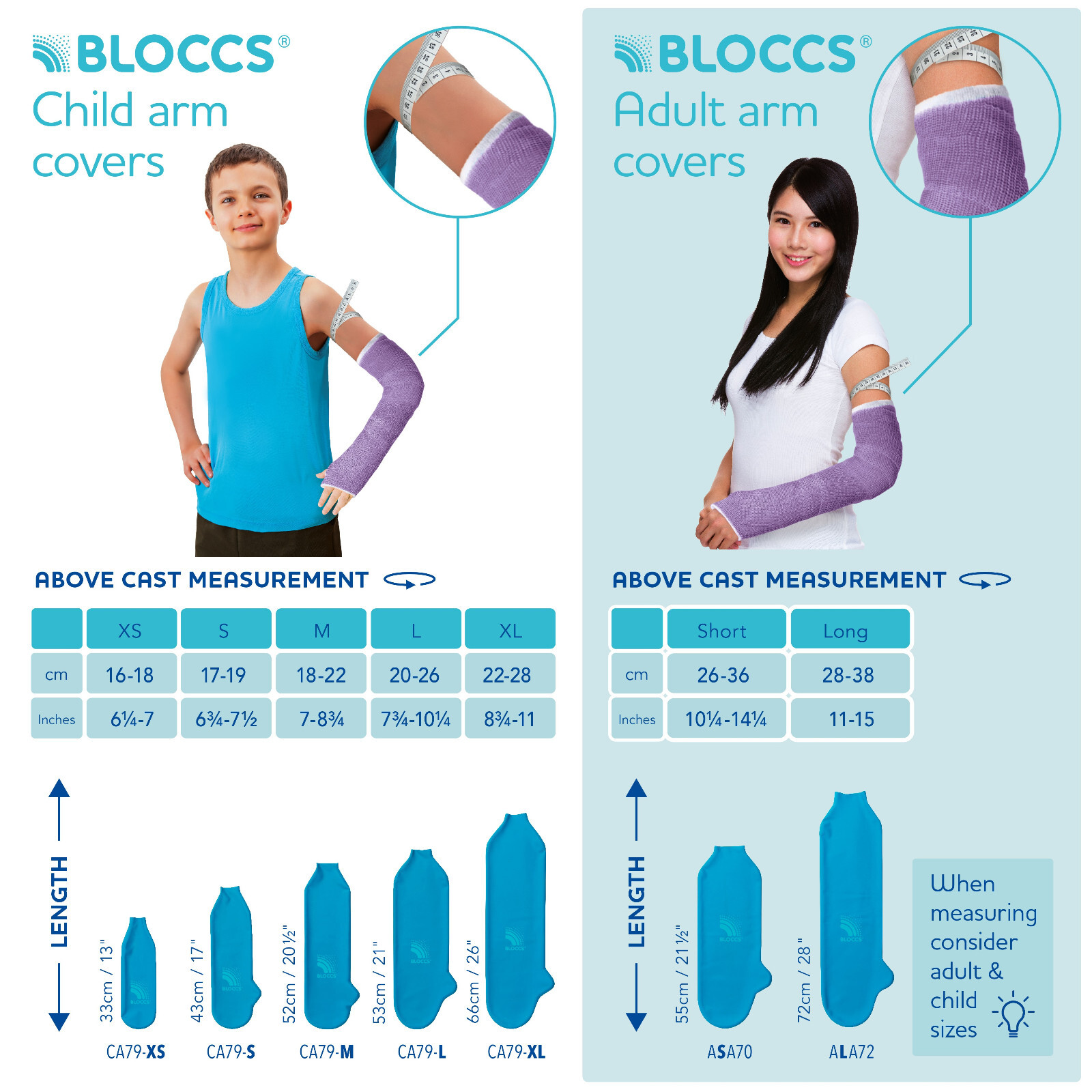 Bloccs Waterproof Cast Cover, Adult Arm