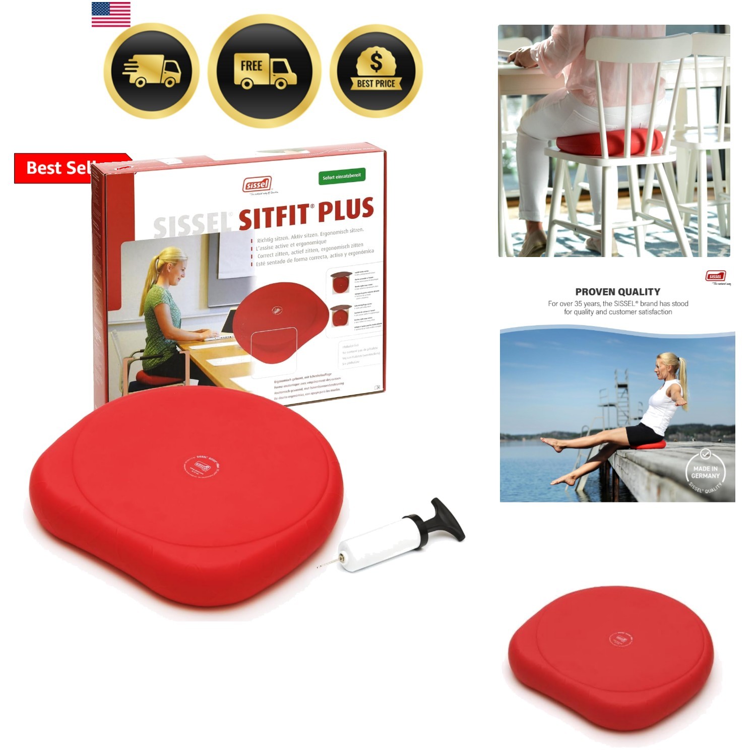 SITFIT 14in Red | Active Sitting & Training | Strengthens Back & Pelvic Floor…