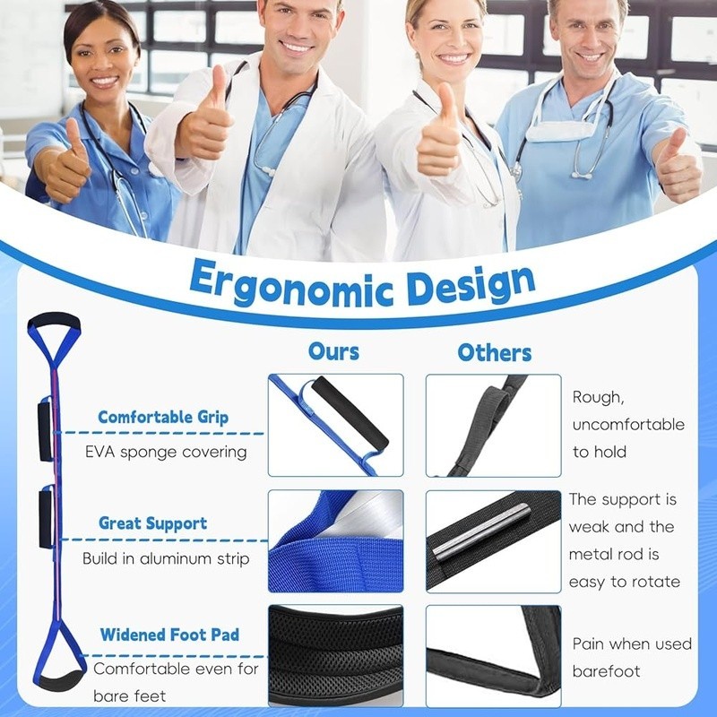 Leg Lifter Strap Mobility Aid Hip Knee Surgery Recovery Easy Use Foam Handles