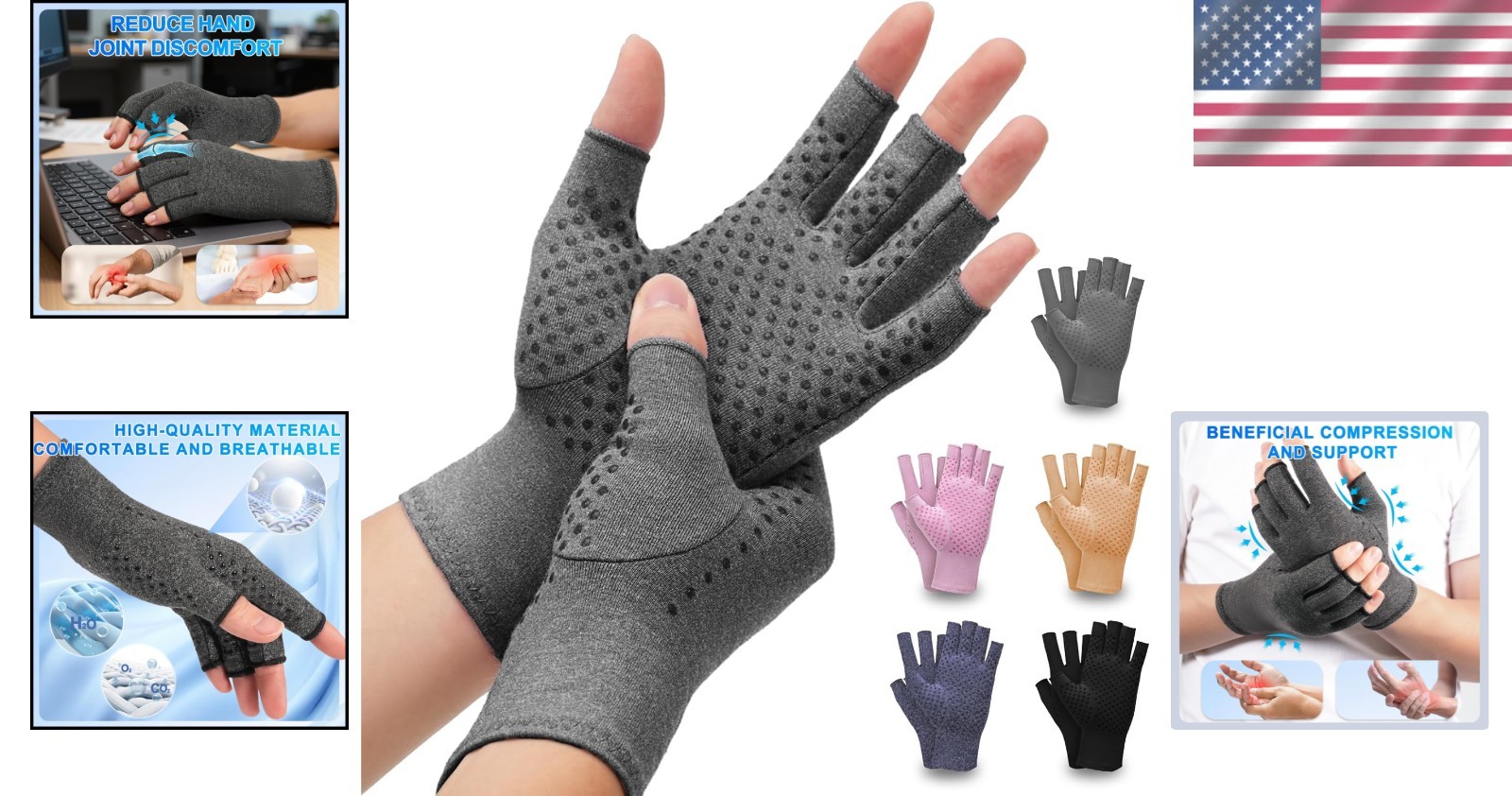 Daily Use Arthritis Compression Gloves – Men’s & Women’s Fingerless Design